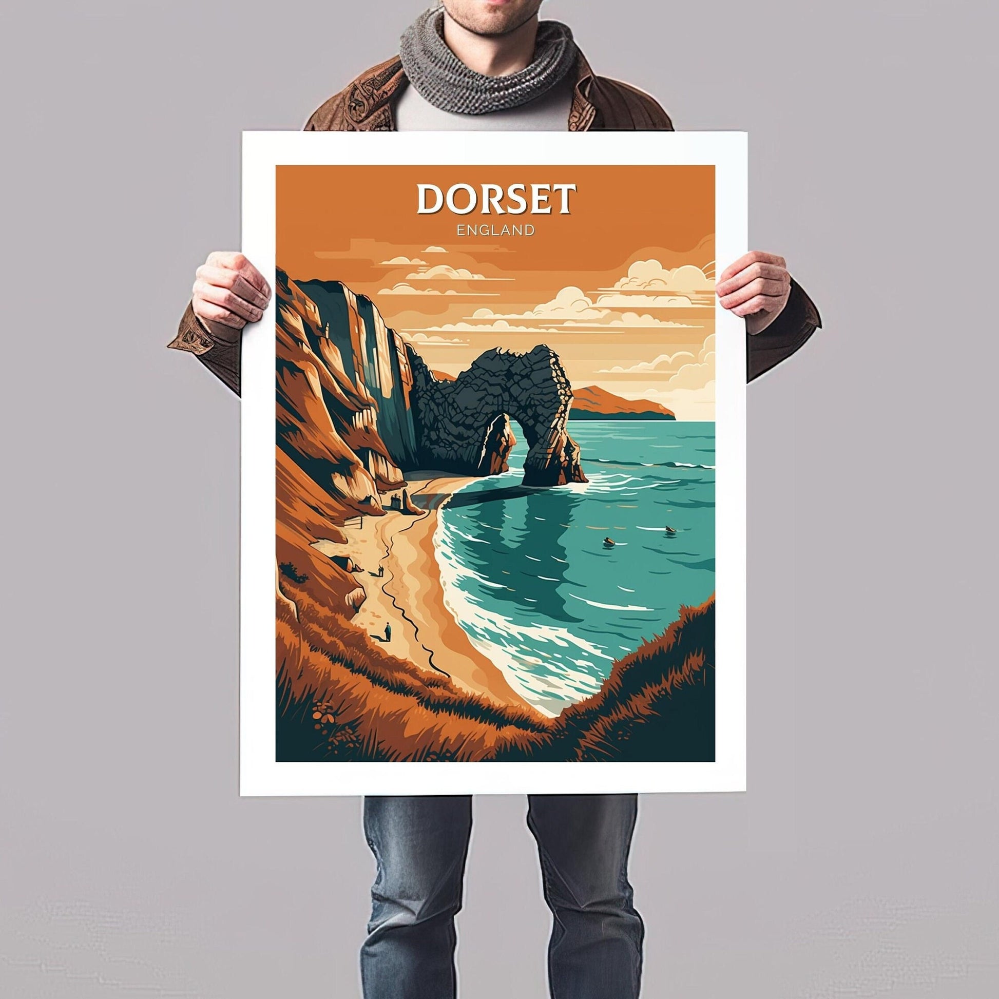 Dorset Travel Print | Dorset Illustration | Dorset Wall Art | England Print | England Home Decor | Dorset Poster | Travel gift | ID 015