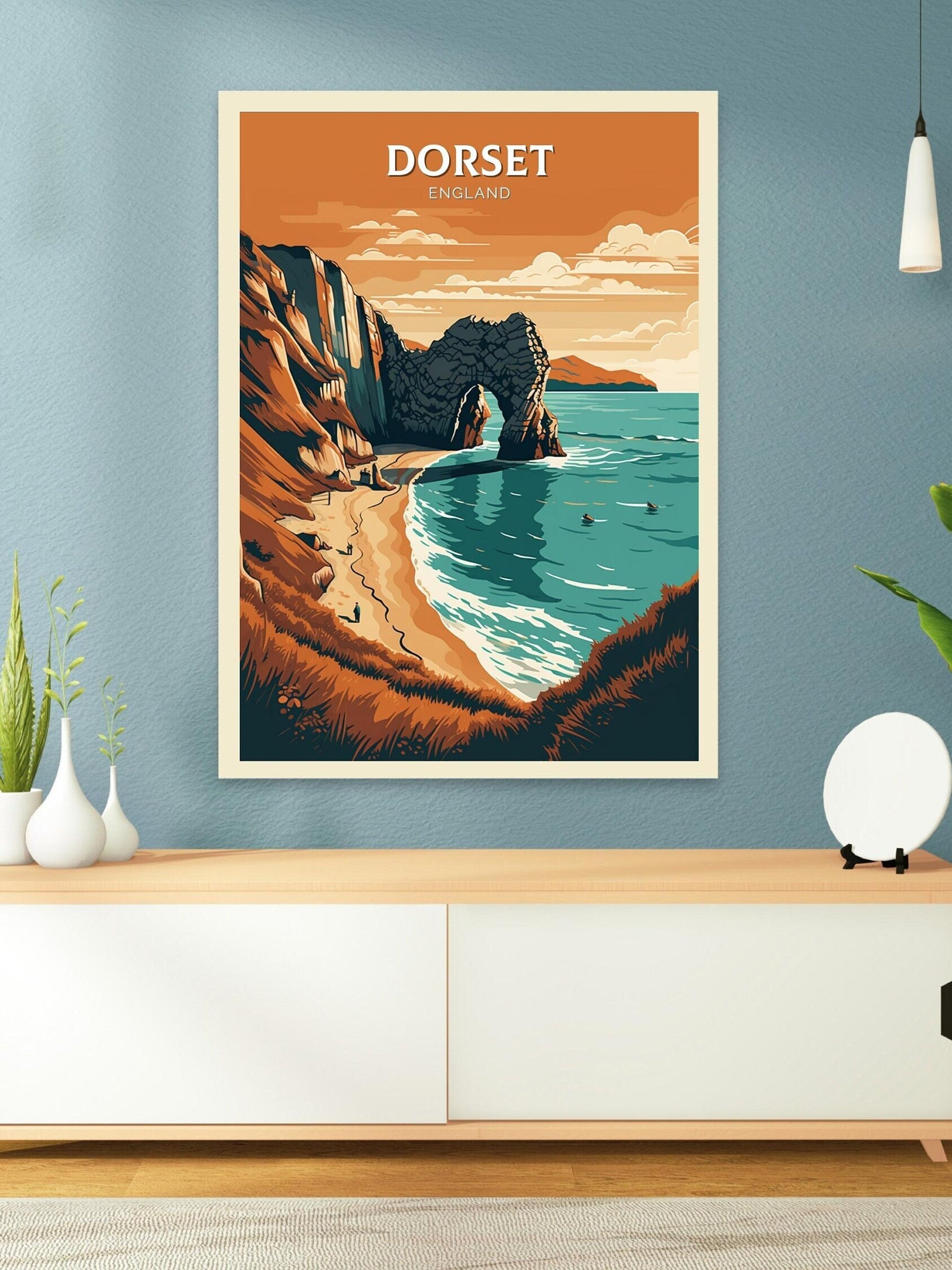 Dorset Travel Print | Dorset Illustration | Dorset Wall Art | England Print | England Home Decor | Dorset Poster | Travel gift | ID 015