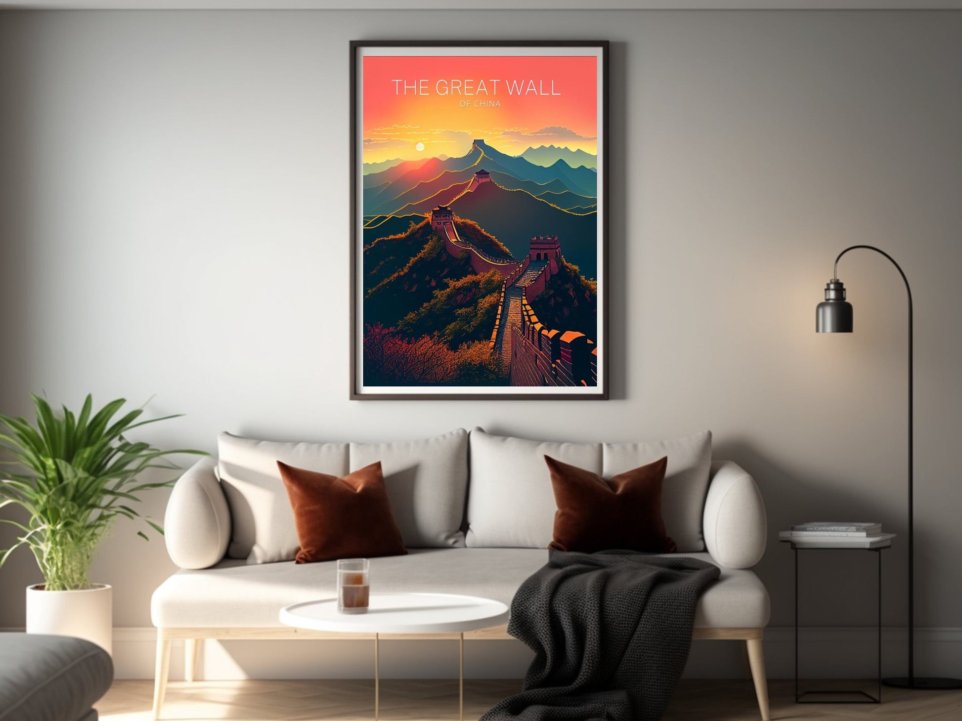 The Great Wall of China Print | China Illustration | Travel Gifts | Seven Wonders Print | Sunset Poster | Housewarming Gift | ID 053