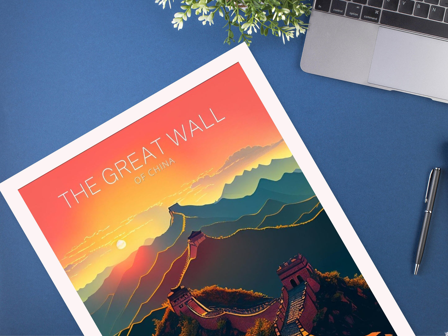 The Great Wall of China Print | China Illustration | Travel Gifts | Seven Wonders Print | Sunset Poster | Housewarming Gift | ID 053