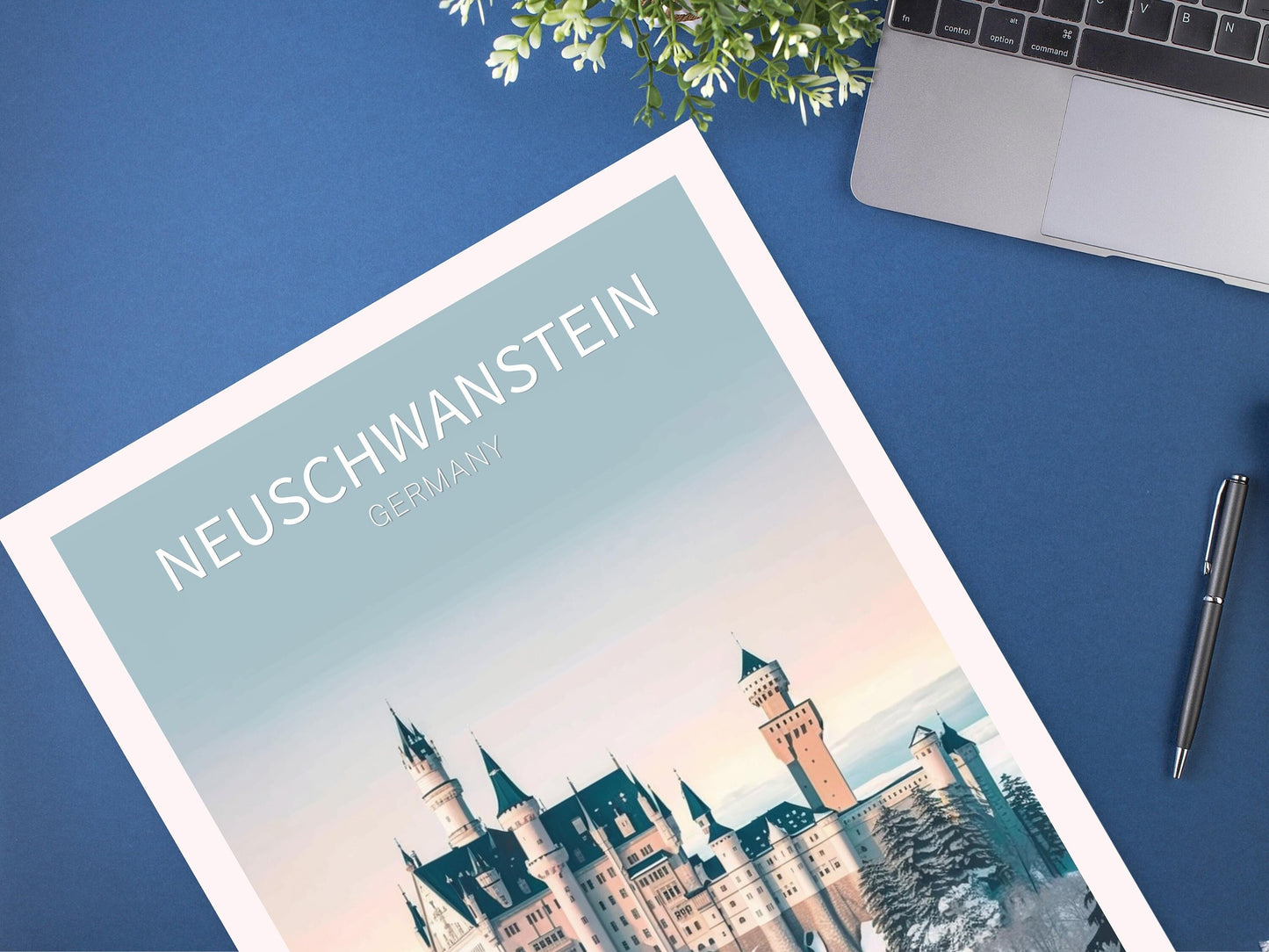 Neuschwanstein Travel Print | Neuschwanstein Illustration | Neuschwanstein Wall Art | Germany Print | Neuschwanstein Print | ID 020