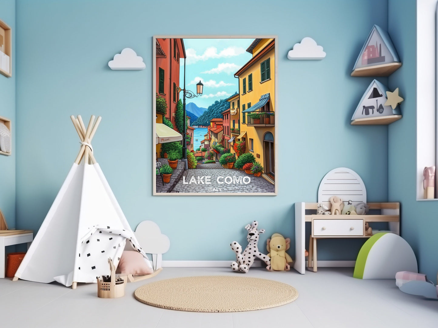 Lake Como Italy Travel Print | Lake Como Illustration | Lake Como Wall Art | Italy Print | Lake Como Print| Lake Como Painting | ID 022