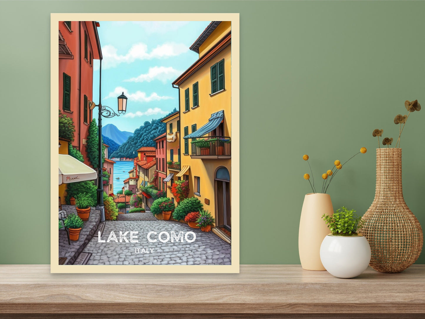 Lake Como Italy Travel Print | Lake Como Illustration | Lake Como Wall Art | Italy Print | Lake Como Print| Lake Como Painting | ID 022