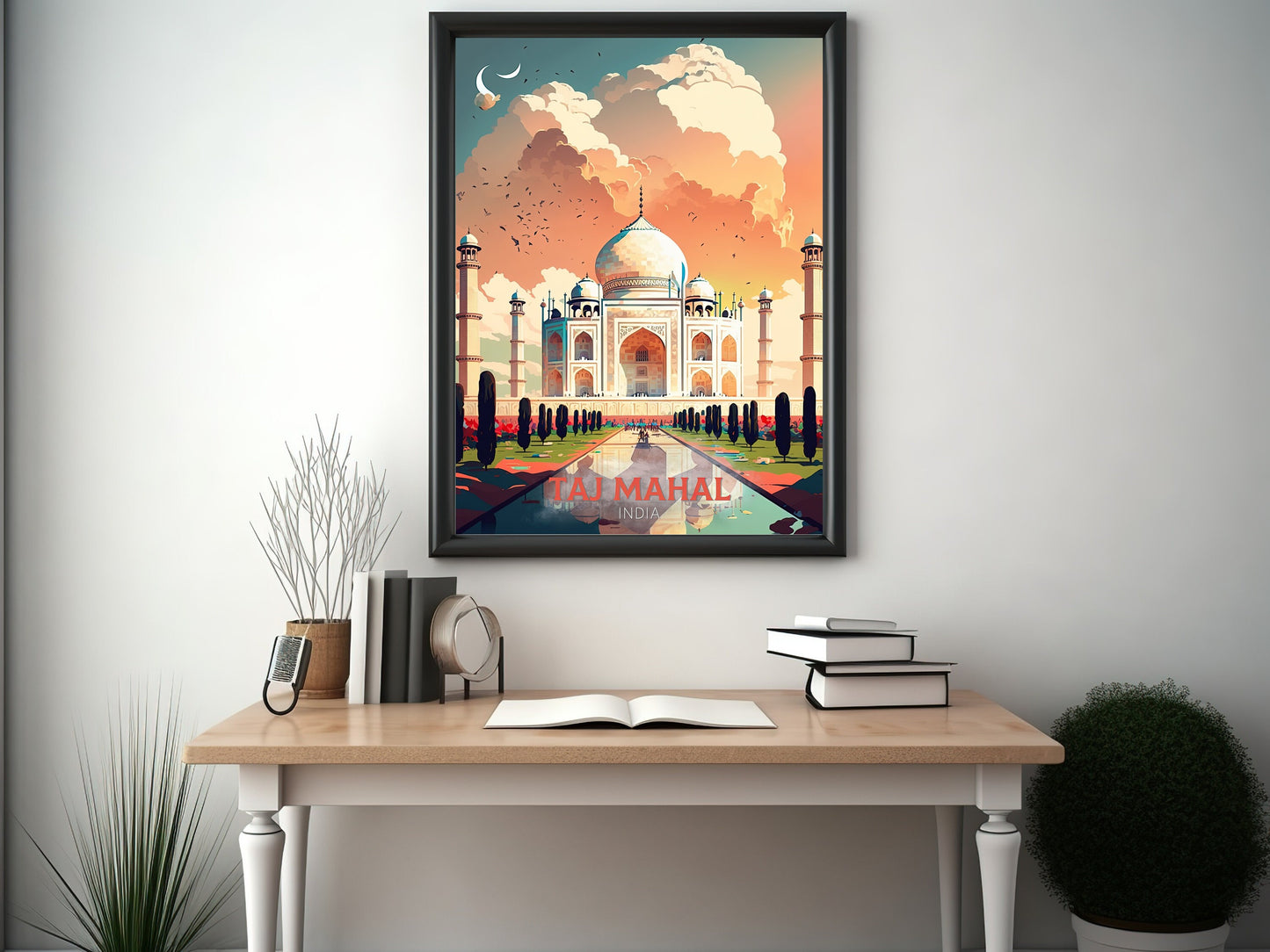 Taj Mahal Travel Print | Taj Mahal Illustration | Taj Mahal Wall Art | India Print | Taj Mahal Print| Taj Mahal India Painting | ID 018