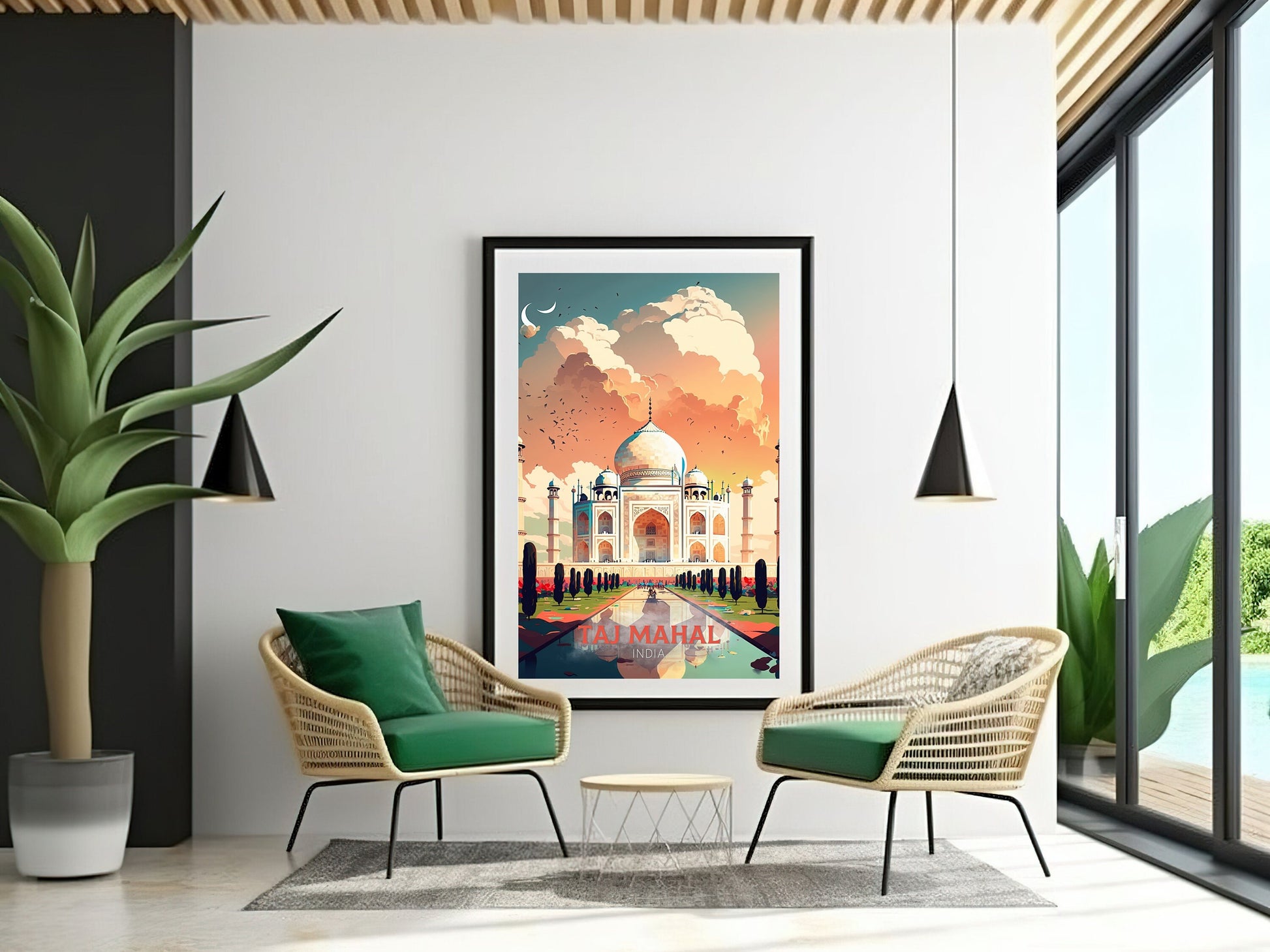 Taj Mahal Travel Print | Taj Mahal Illustration | Taj Mahal Wall Art | India Print | Taj Mahal Print| Taj Mahal India Painting | ID 018