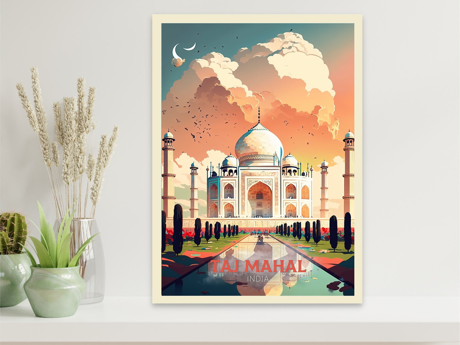 Taj Mahal Travel Print | Taj Mahal Illustration | Taj Mahal Wall Art | India Print | Taj Mahal Print| Taj Mahal India Painting | ID 018