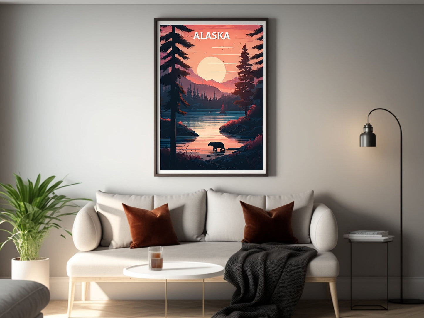 Alaska Poster | Alaska Print| Alaska Illustration | Alaska Painting | Alaska Wall Art | Minimalist Landscape | Alaska Travel Print | ID 069