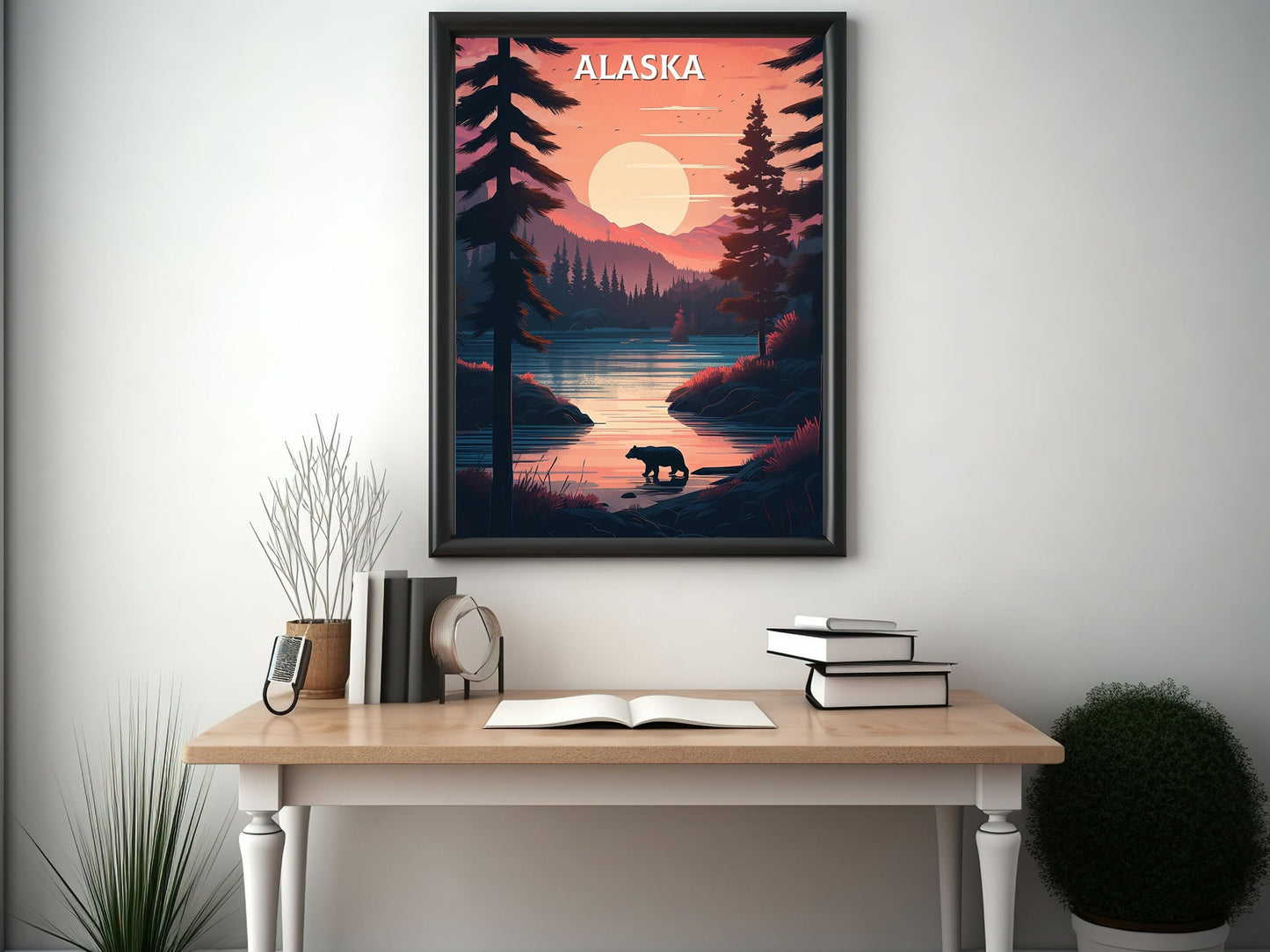 Alaska Poster | Alaska Print| Alaska Illustration | Alaska Painting | Alaska Wall Art | Minimalist Landscape | Alaska Travel Print | ID 069