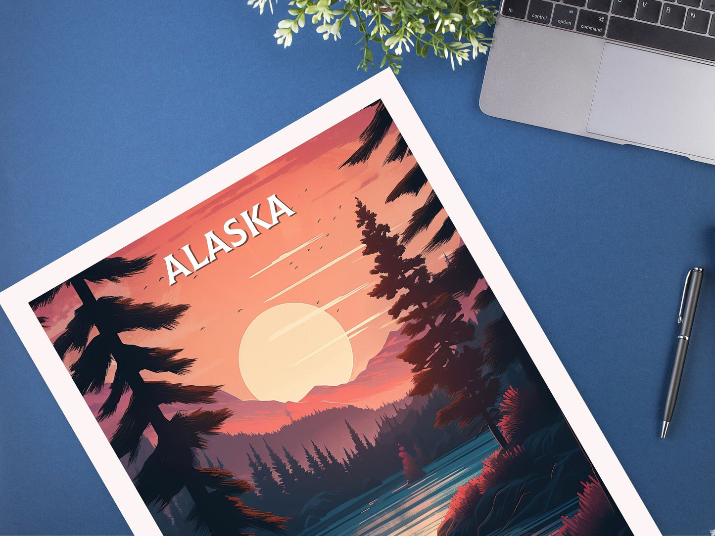 Alaska Poster | Alaska Print| Alaska Illustration | Alaska Painting | Alaska Wall Art | Minimalist Landscape | Alaska Travel Print | ID 069