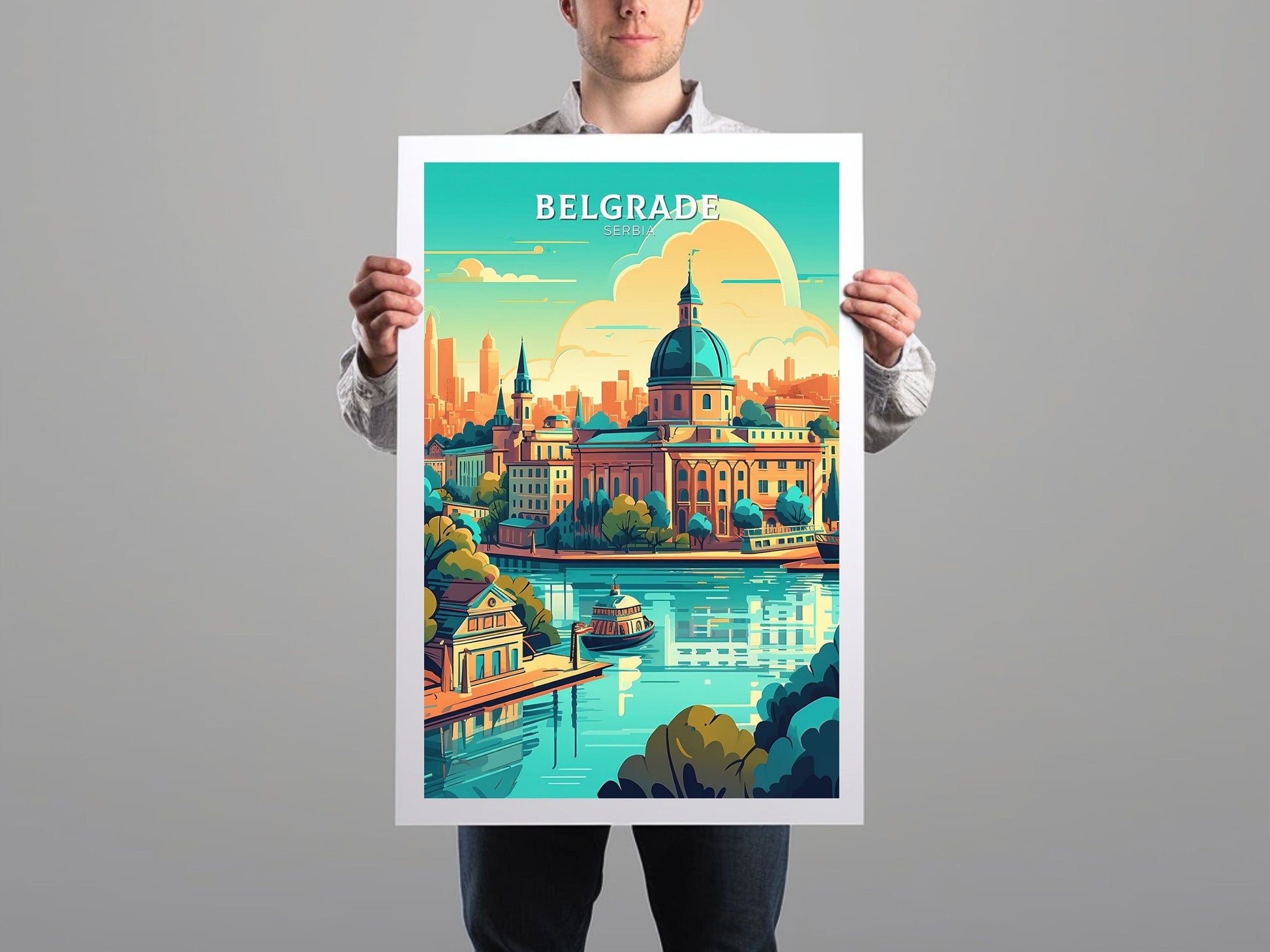 Belgrade Poster | Belgrade Print| Belgrade Illustration | Belgrade Painting | Belgrade Wall Art | Belgrade Minimalist Landscape | ID 070