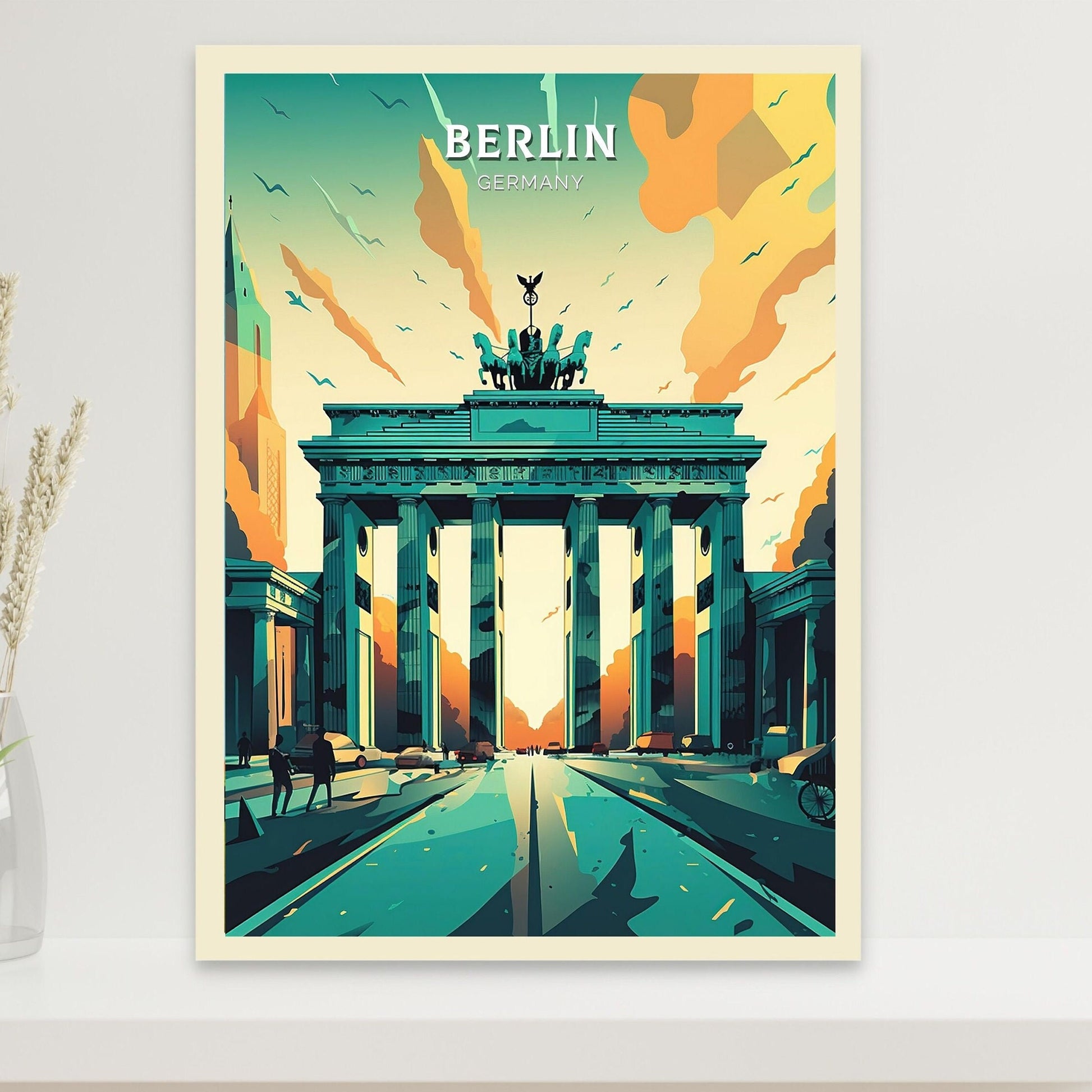 Berlin Poster | Berlin Illustration | Berlin Wall Art | The Brandenburg Gate | Berlin Print | Germany Poster Design | Berlin Poster | ID 072