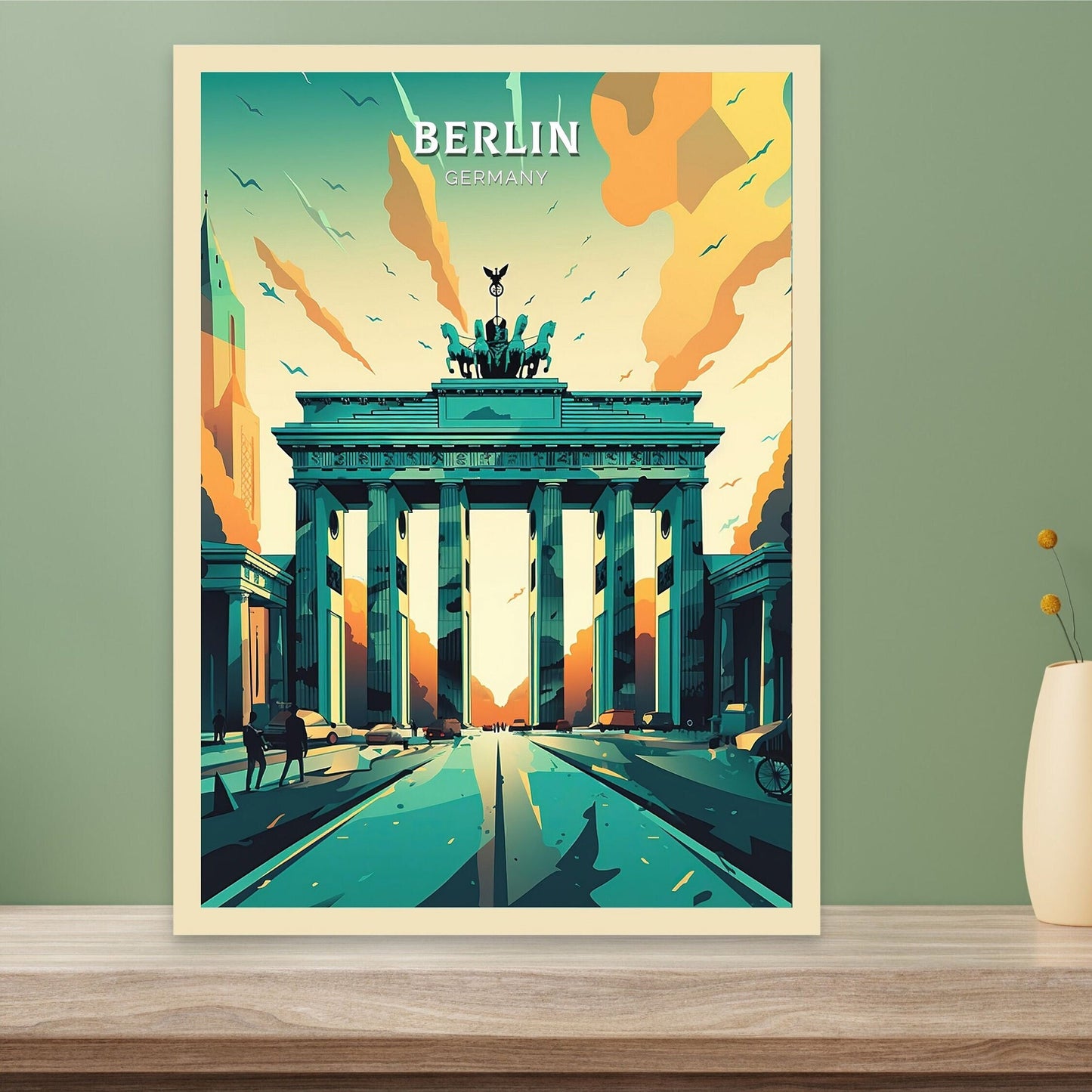 Berlin Poster | Berlin Illustration | Berlin Wall Art | The Brandenburg Gate | Berlin Print | Germany Poster Design | Berlin Poster | ID 072