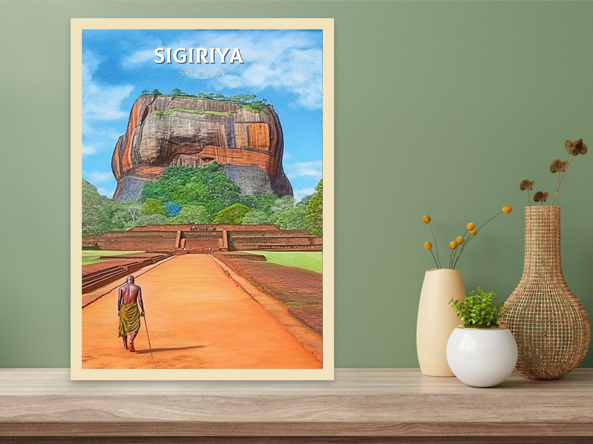 Sigiriya Travel Print | Sigiriya Rock Illustration | Sigiriya Wall Art | Sri Lanka Print | Sigiriya Print| Sri Lanka Painting | ID 019