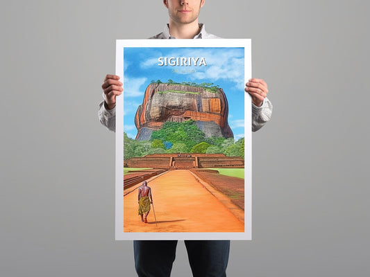 Sigiriya Travel Print | Sigiriya Rock Illustration | Sigiriya Wall Art | Sri Lanka Print | Sigiriya Print| Sri Lanka Painting | ID 019