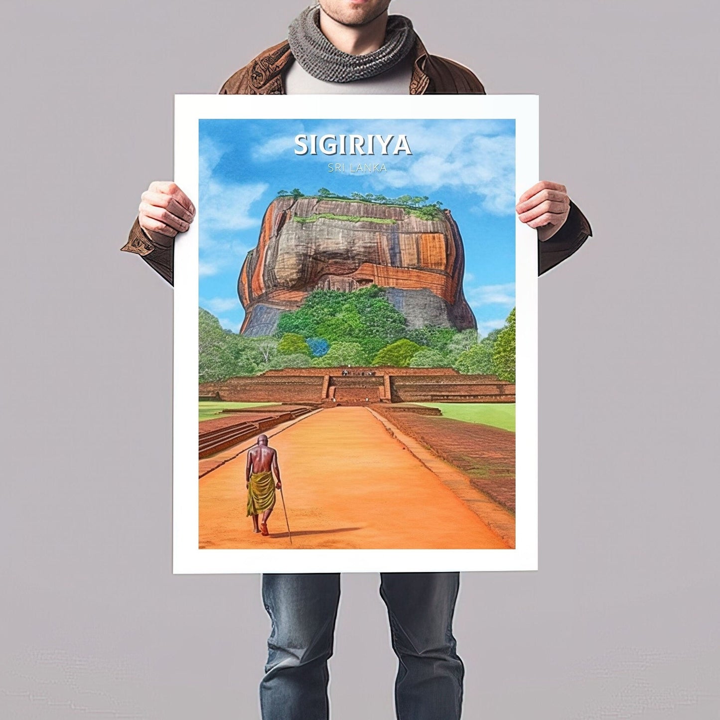 Sigiriya Travel Print | Sigiriya Rock Illustration | Sigiriya Wall Art | Sri Lanka Print | Sigiriya Print| Sri Lanka Painting | ID 019