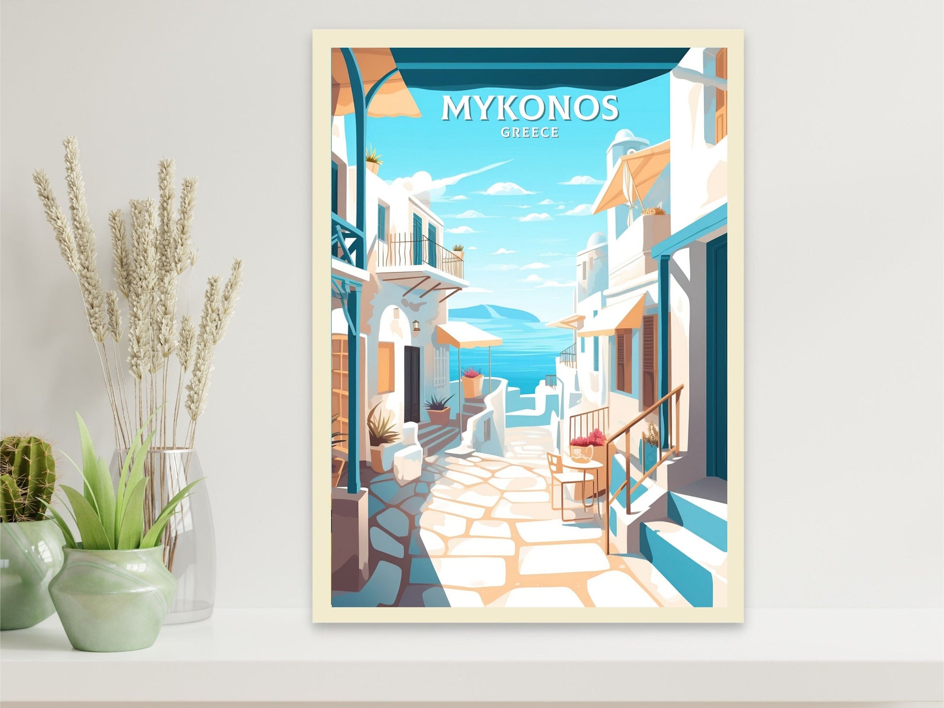 Mykonos Travel Print | Mykonos Illustration | Mykonos Wall Art | Mykonos Print | Greece Print | Greece Home Decor | Mykonos Poster | ID 050