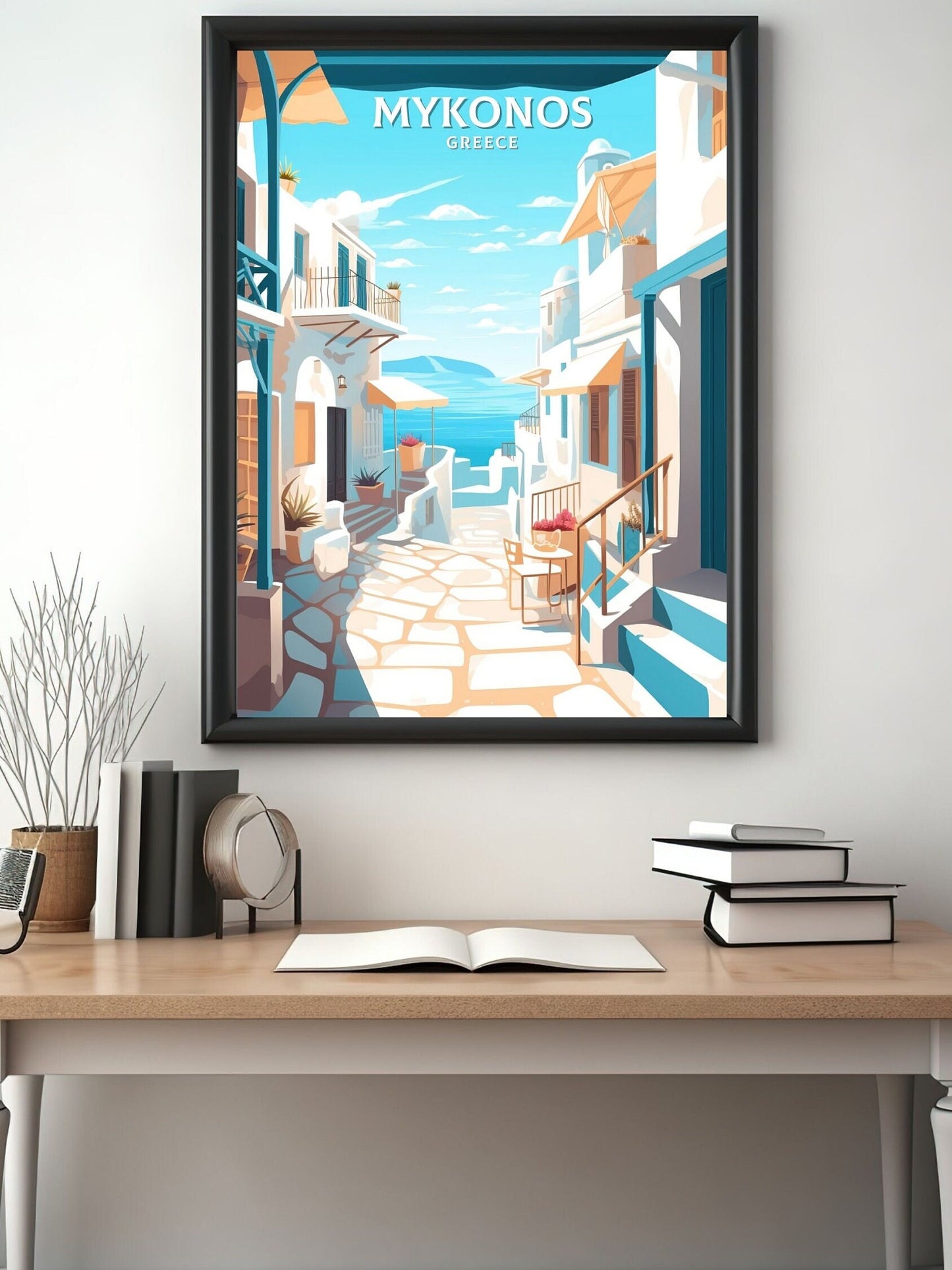 Mykonos Travel Print | Mykonos Illustration | Mykonos Wall Art | Mykonos Print | Greece Print | Greece Home Decor | Mykonos Poster | ID 050