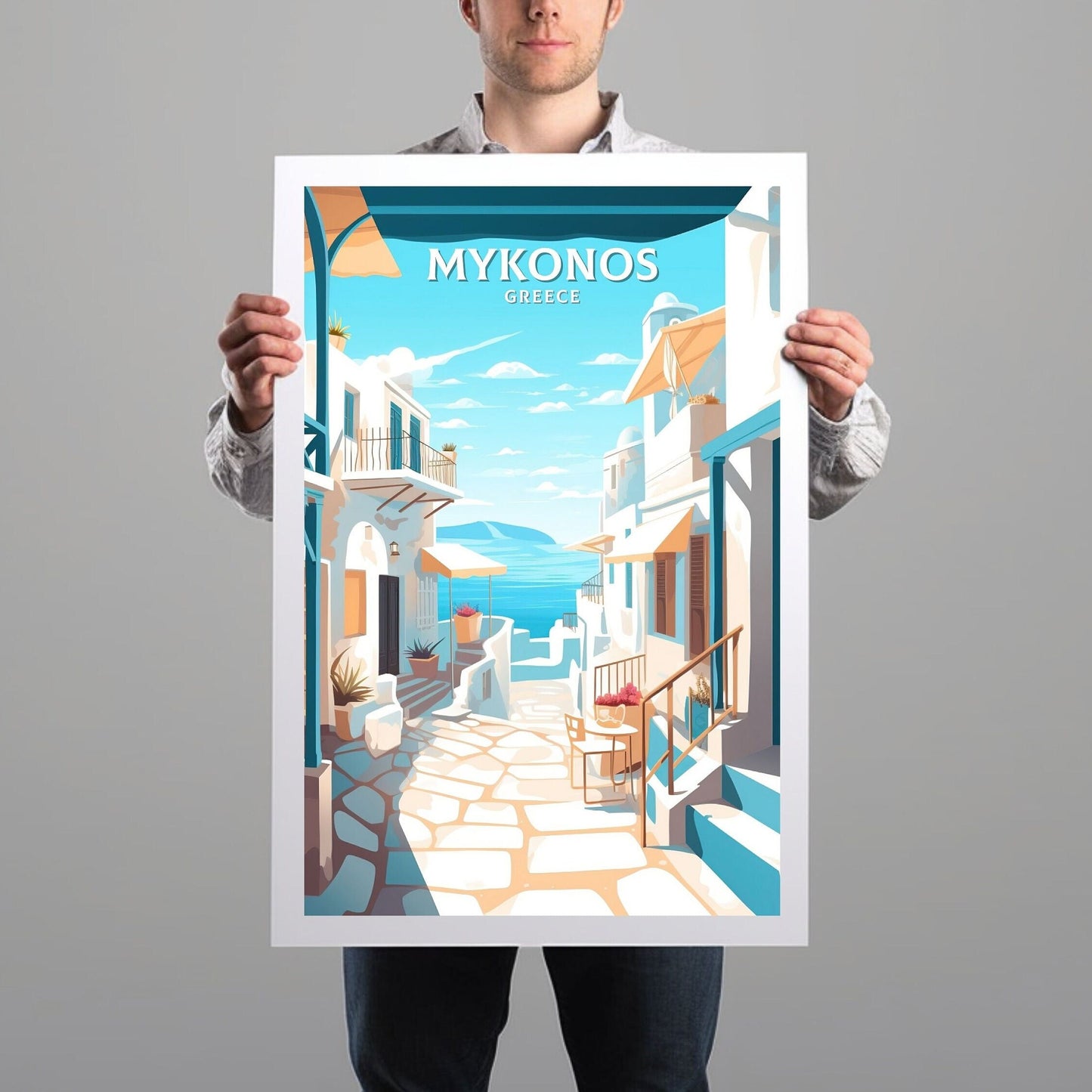 Mykonos Travel Print | Mykonos Illustration | Mykonos Wall Art | Mykonos Print | Greece Print | Greece Home Decor | Mykonos Poster | ID 050