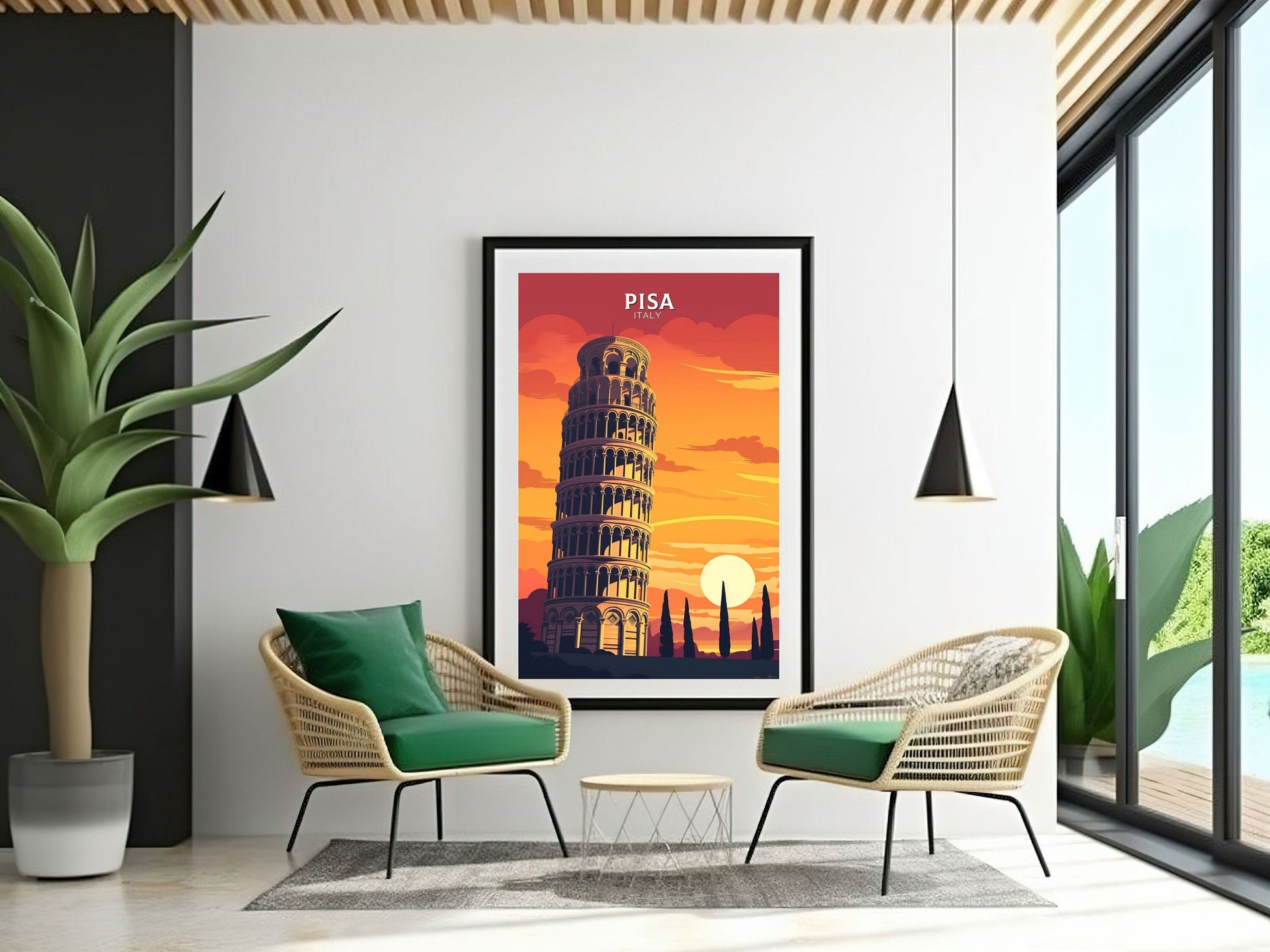 Pisa Poster | Pisa Tower Print | Leaning Tower of Pisa | Pisa Illustration | Pisa Italy | Tower Poster | Pisa Wall Art | Home Décor | ID 079