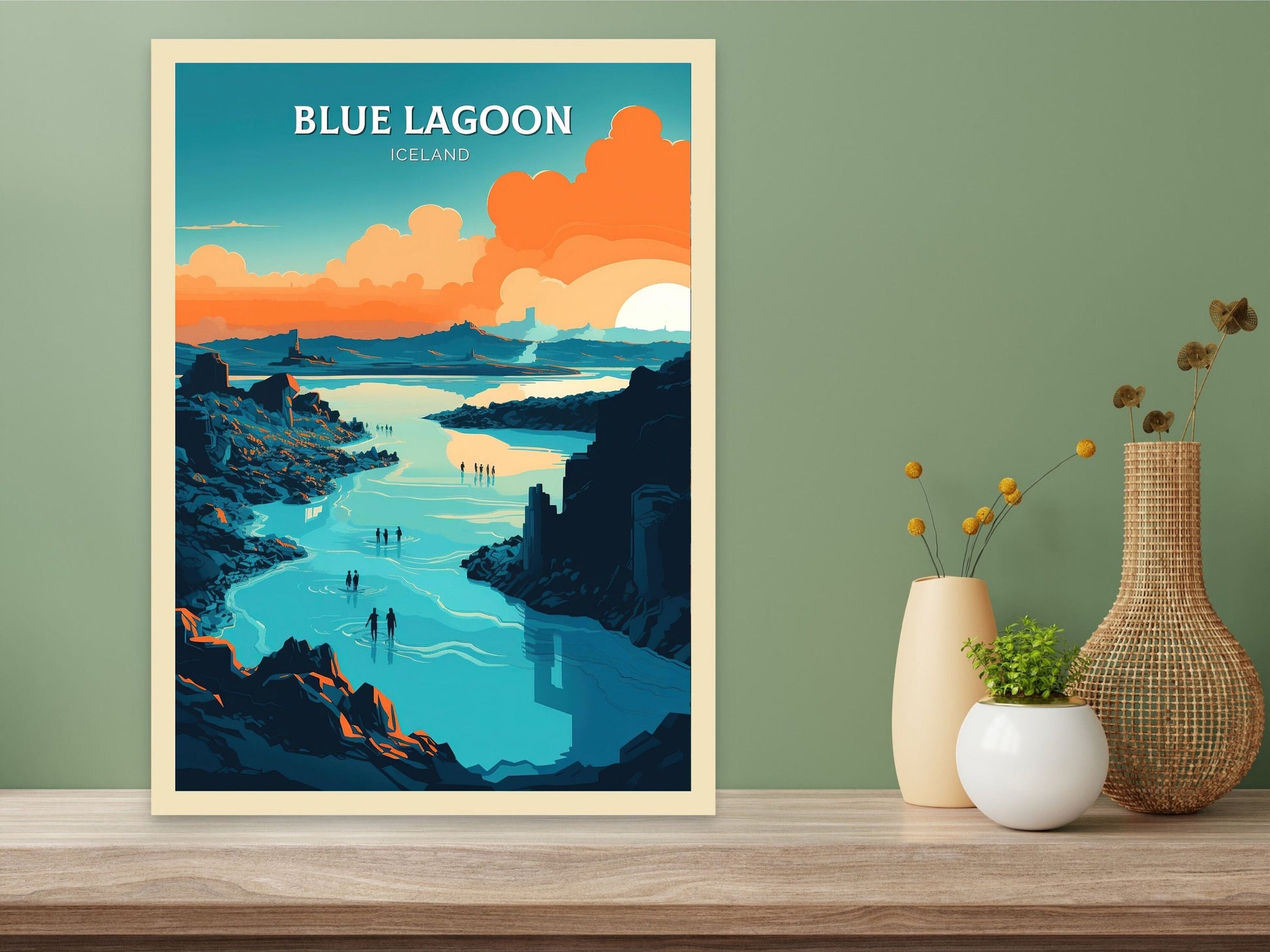 Blue Lagoon Poster | Blue Lagoon Print | Blue Lagoon Iceland Artwork | Blue Lagoon Illustration | Blue Lagoon Wall Art | Home Decor ID 080