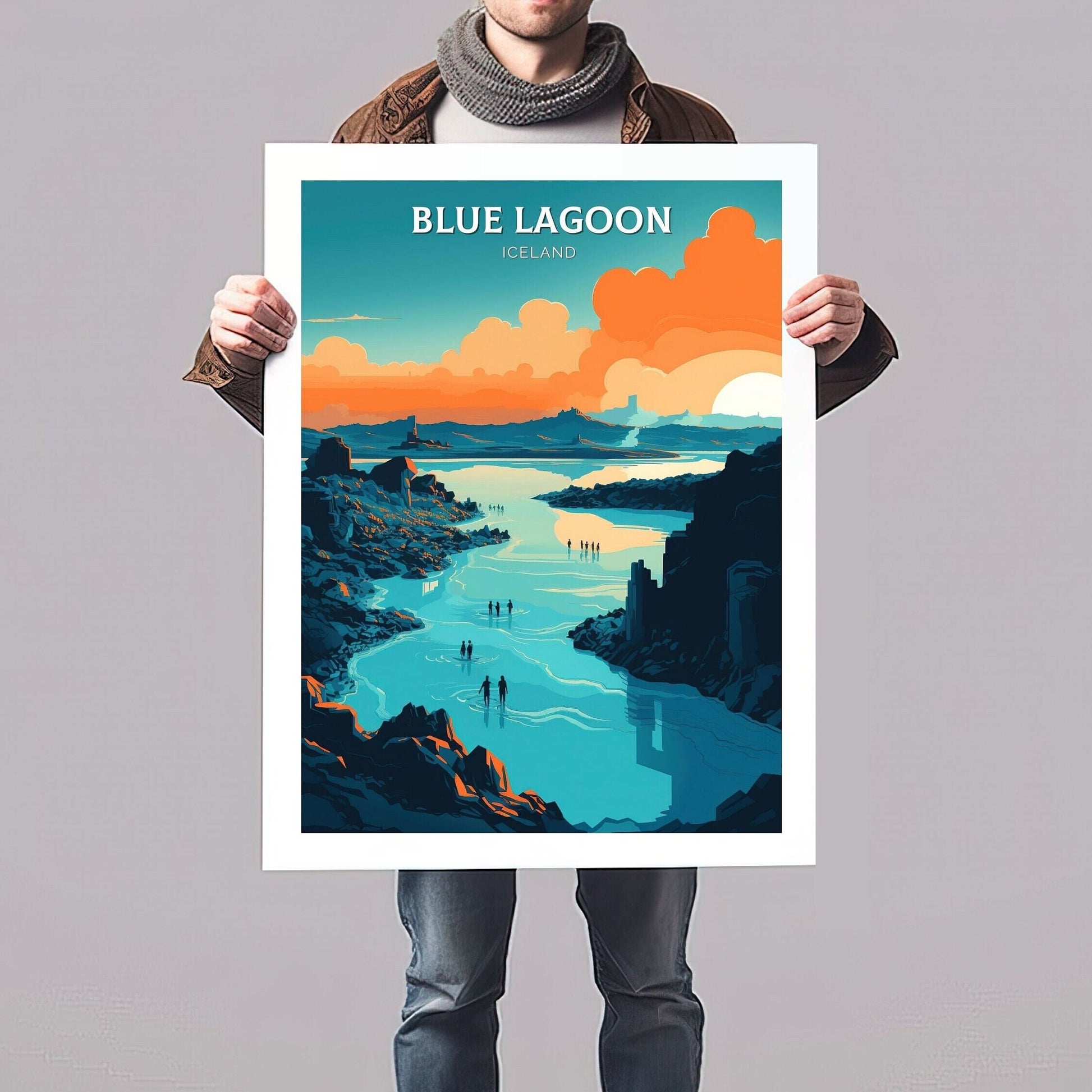 Blue Lagoon Poster | Blue Lagoon Print | Blue Lagoon Iceland Artwork | Blue Lagoon Illustration | Blue Lagoon Wall Art | Home Decor ID 080