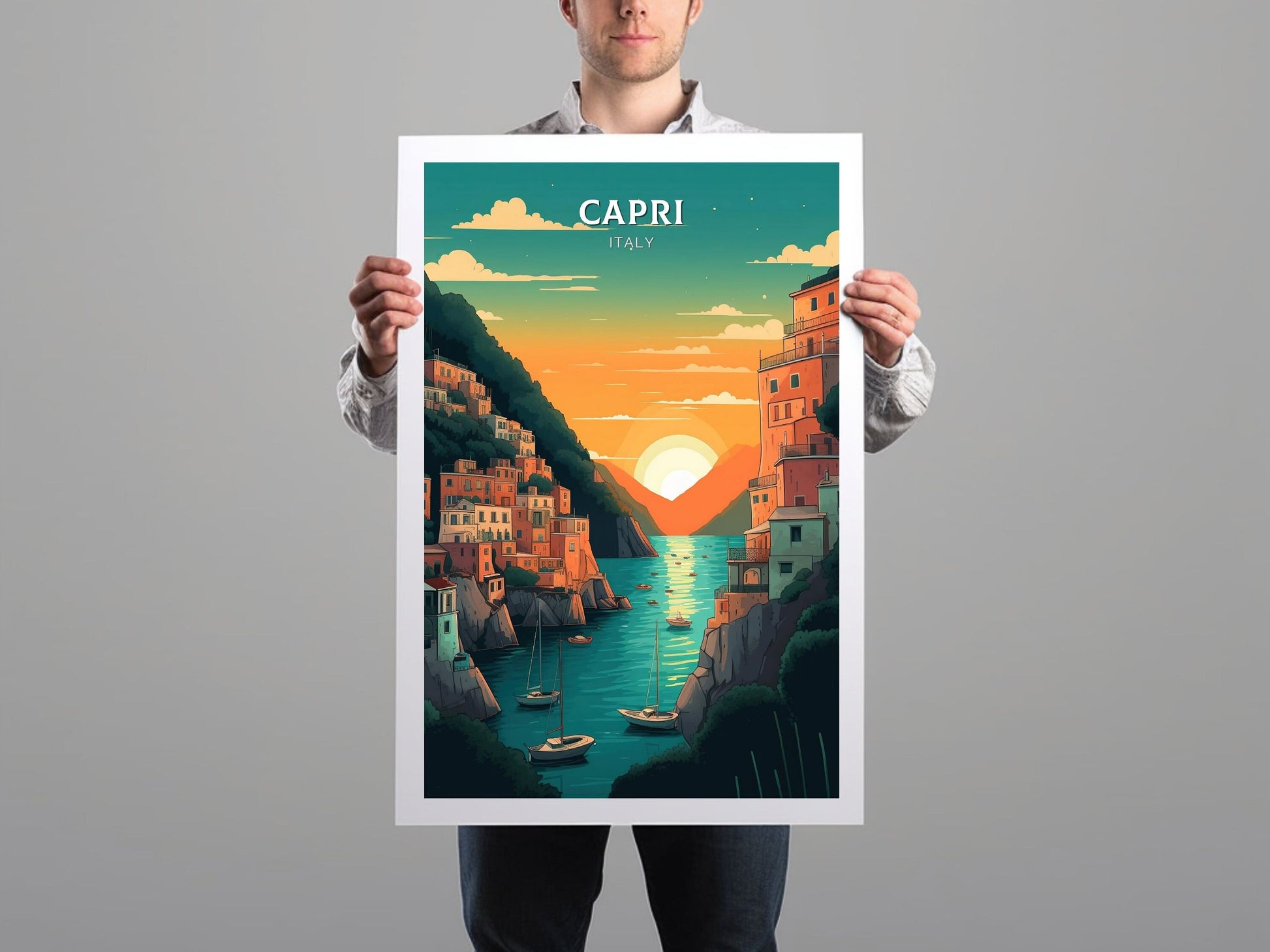 Capri Poster | Capri Print | Capri Island | Capri Illustration | Capri Italy | Capri Artwork | Capri Wall Art | Italy Home Decor | ID 081