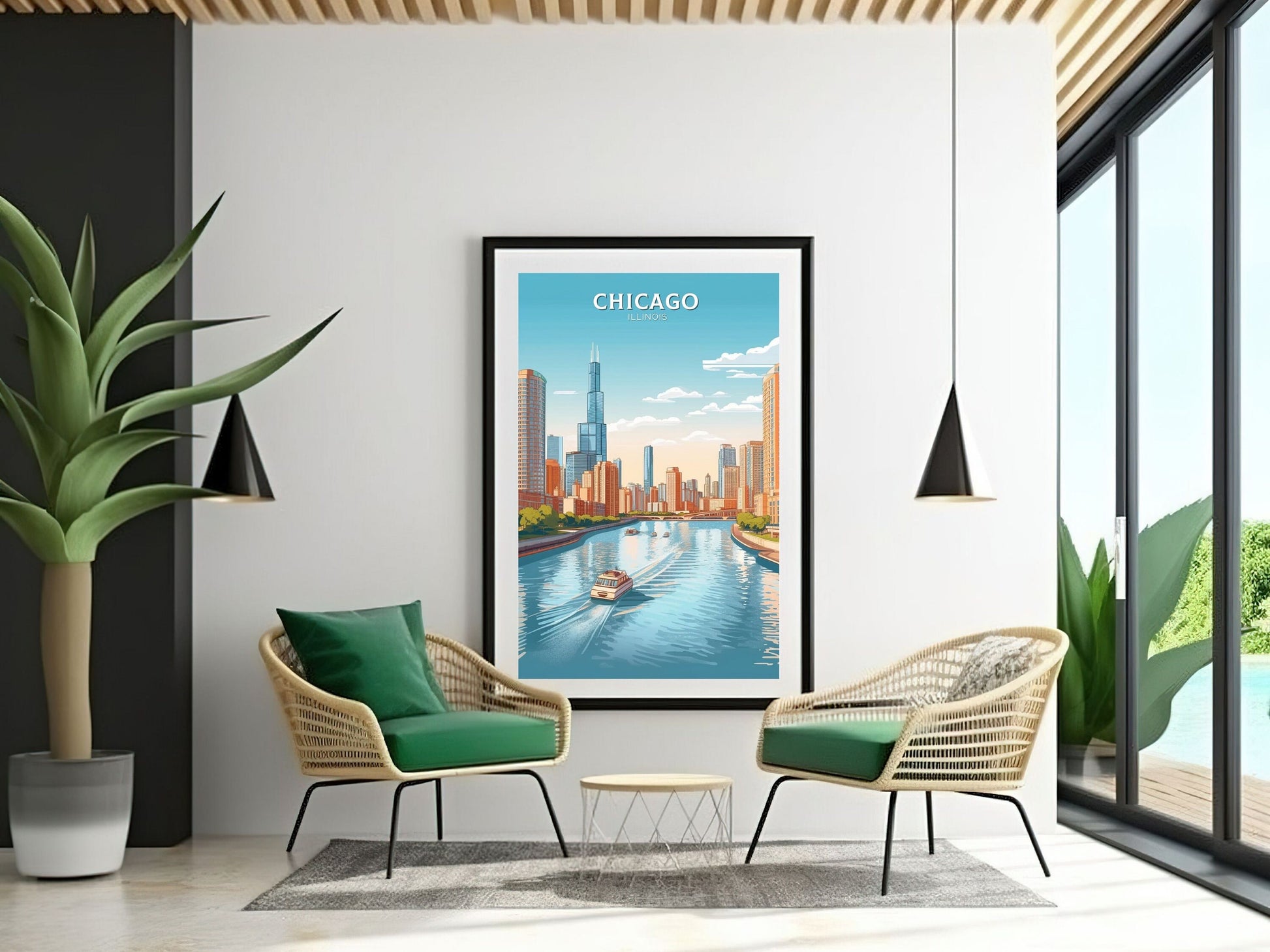 Chicago Poster | Chicago Print | Chicago Illustration | Chicago Illinois | Chicago Artwork | Chicago Wall Art | USA Home Decor | ID 082