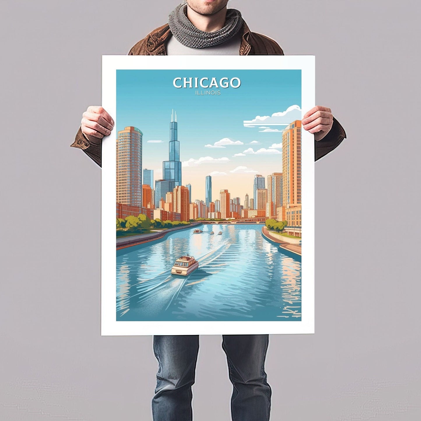 Chicago Poster | Chicago Print | Chicago Illustration | Chicago Illinois | Chicago Artwork | Chicago Wall Art | USA Home Decor | ID 082