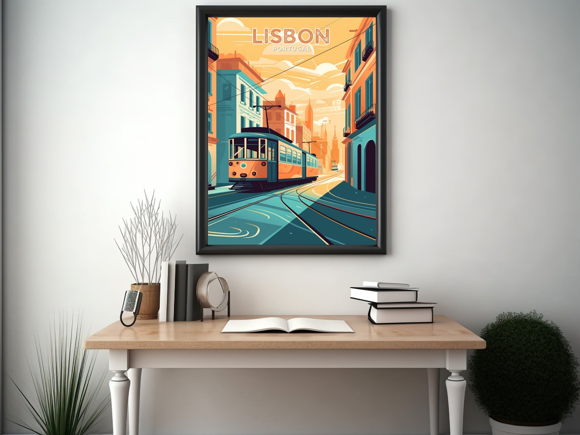 Lisbon Portugal Travel Print | Lisbon Illustration | Lisbon Wall Art | Portugal Print | Lisbon Tram Print| Lisbon Print Painting | ID 024