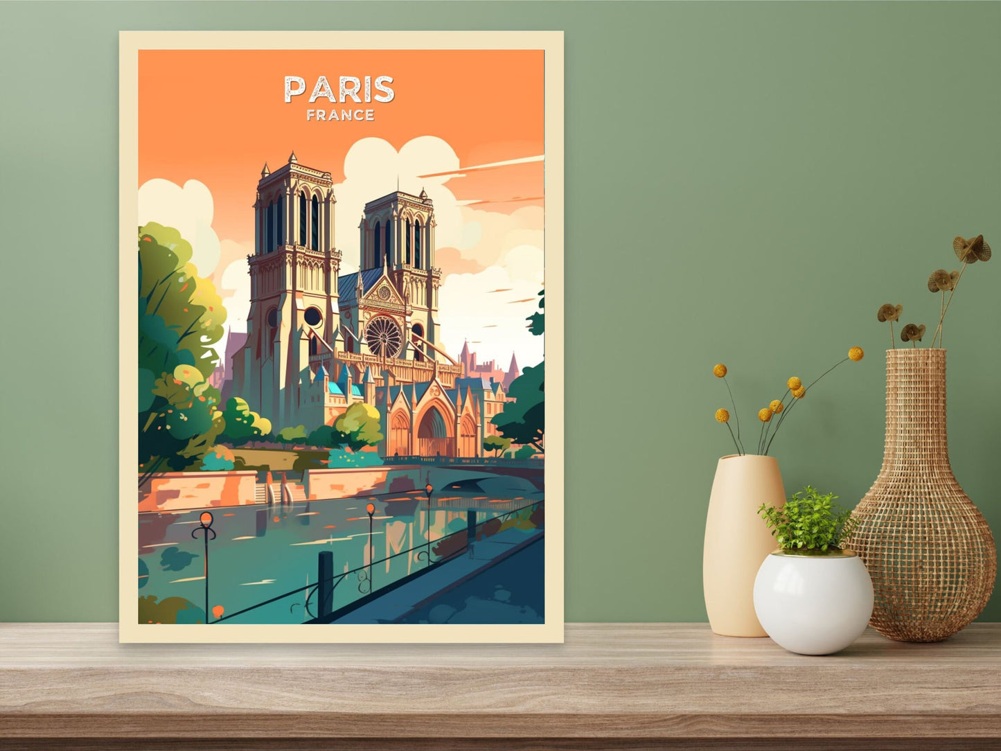 Paris Travel Print | Paris Illustration | Paris Wall Art | France Print | Paris Print | Paris France Print Painting | Notre Dame | ID 052