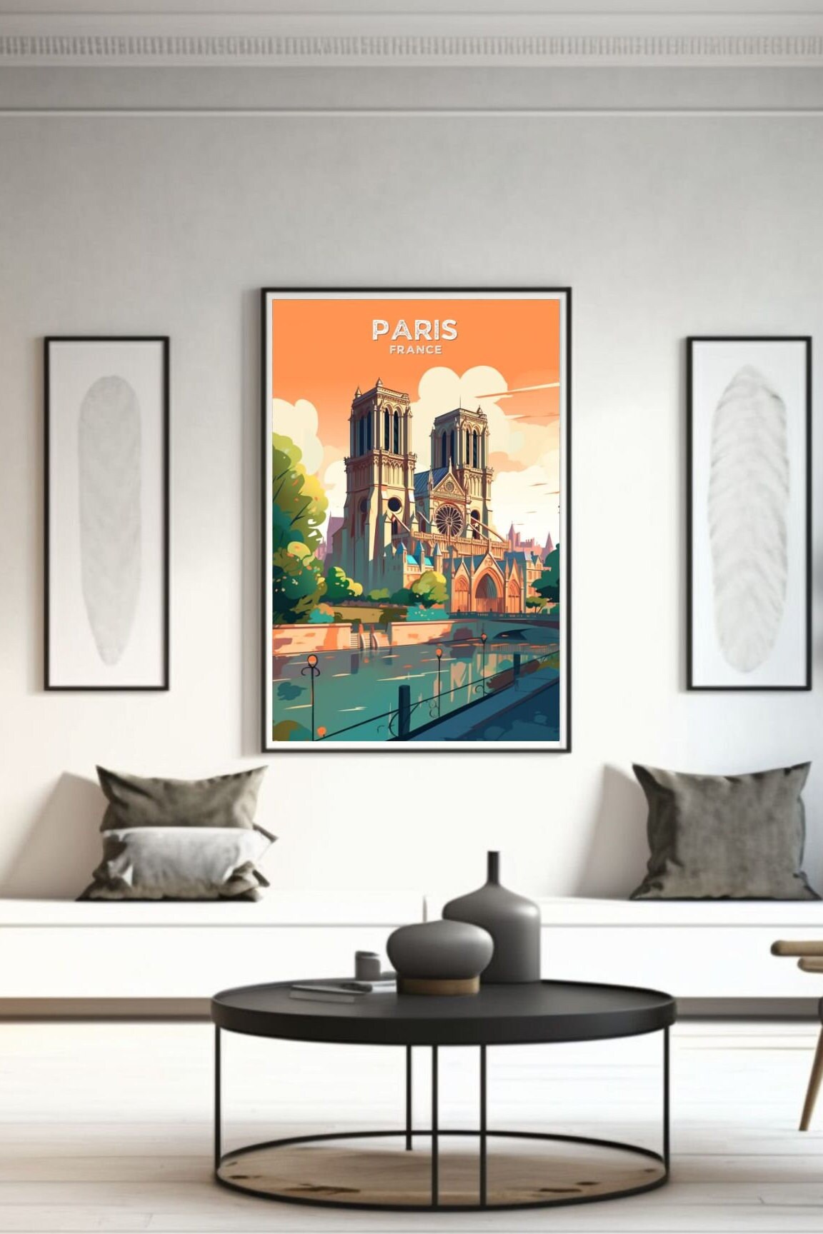 Paris Travel Print | Paris Illustration | Paris Wall Art | France Print | Paris Print | Paris France Print Painting | Notre Dame | ID 052