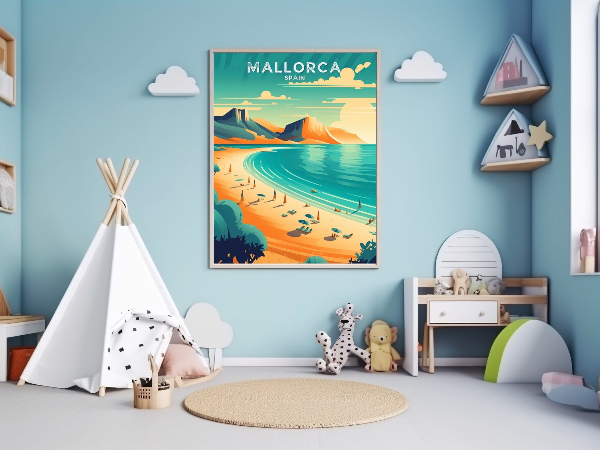 Mallorca Travel Print | Mallorca Illustration | Mallorca Wall Art | Mallorca Print | Spain Print | Spain Home Decor | Spain Poster | ID 035