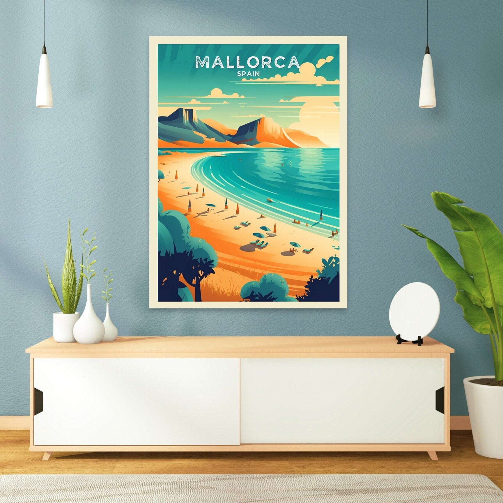 Mallorca Travel Print | Mallorca Illustration | Mallorca Wall Art | Mallorca Print | Spain Print | Spain Home Decor | Spain Poster | ID 035