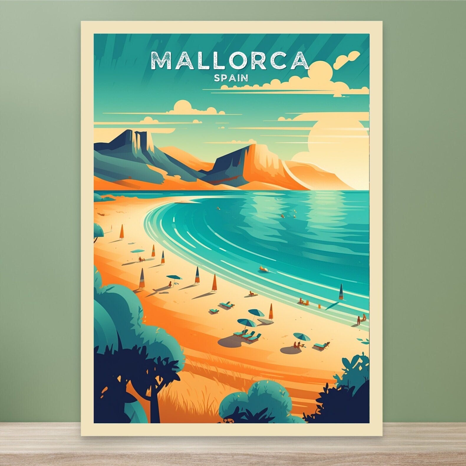 Mallorca Travel Print | Mallorca Illustration | Mallorca Wall Art | Mallorca Print | Spain Print | Spain Home Decor | Spain Poster | ID 035