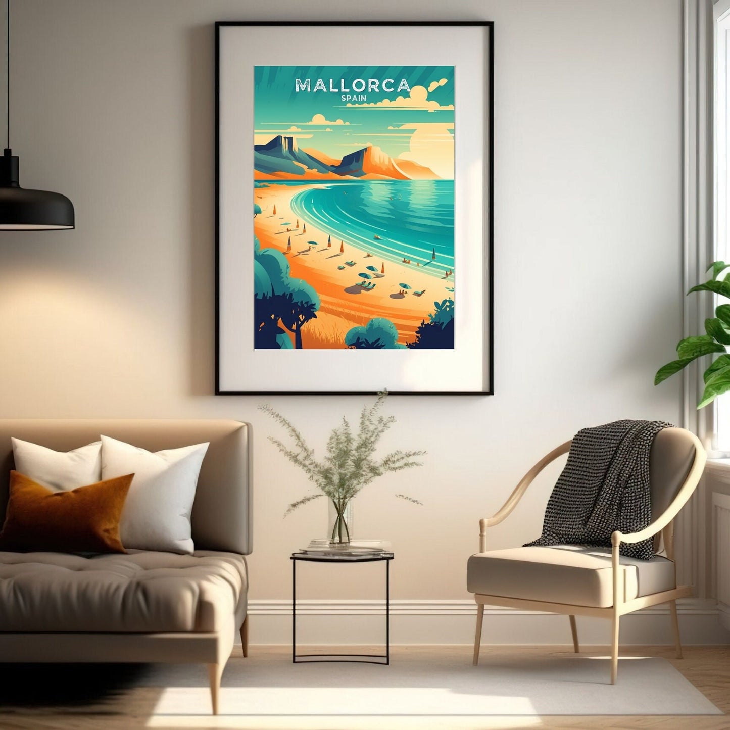 Mallorca Travel Print | Mallorca Illustration | Mallorca Wall Art | Mallorca Print | Spain Print | Spain Home Decor | Spain Poster | ID 035