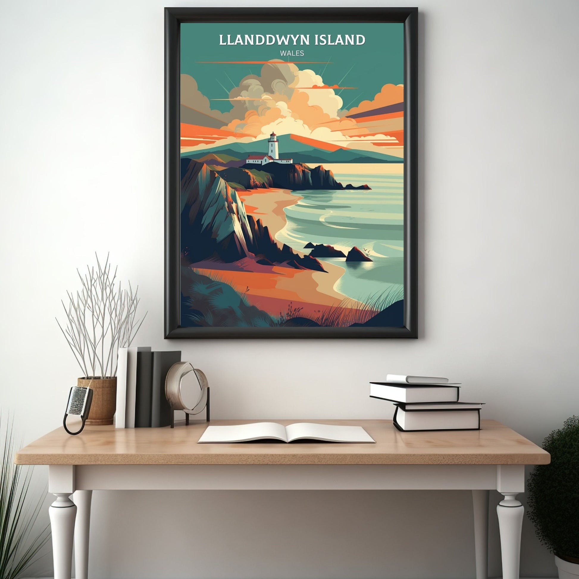 Llanddwyn Island Travel Print | Llanddwyn Island Illustration | Llanddwyn Wall Art | Llanddwyn Print | Wales Print | Wales Poster | ID 034