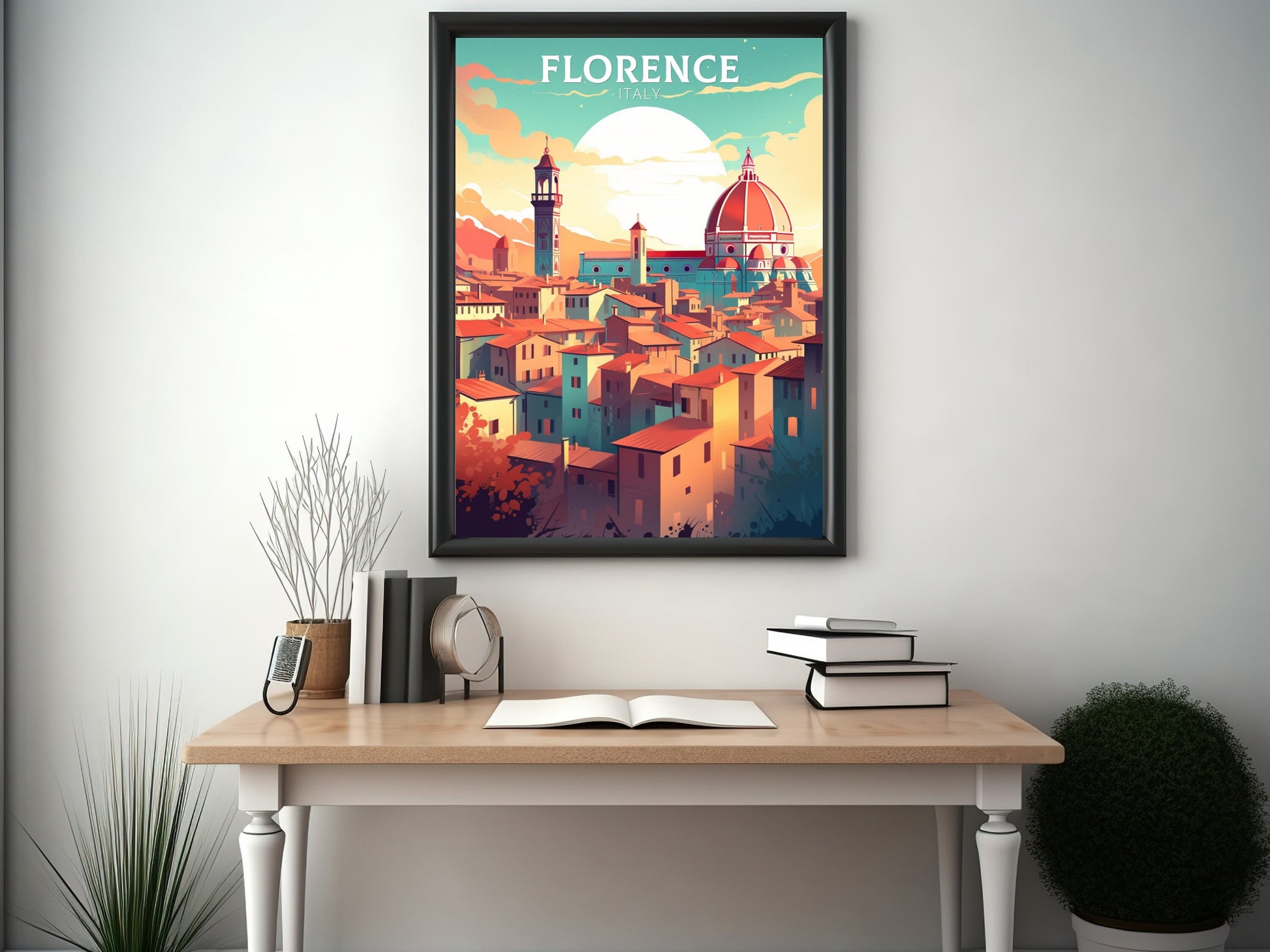 Florence Italy Poster | Florence Città d'Arte | Italia Travel Poster | Florence Illustration | Minimalist Cityscape | Tuscany Print | ID 003