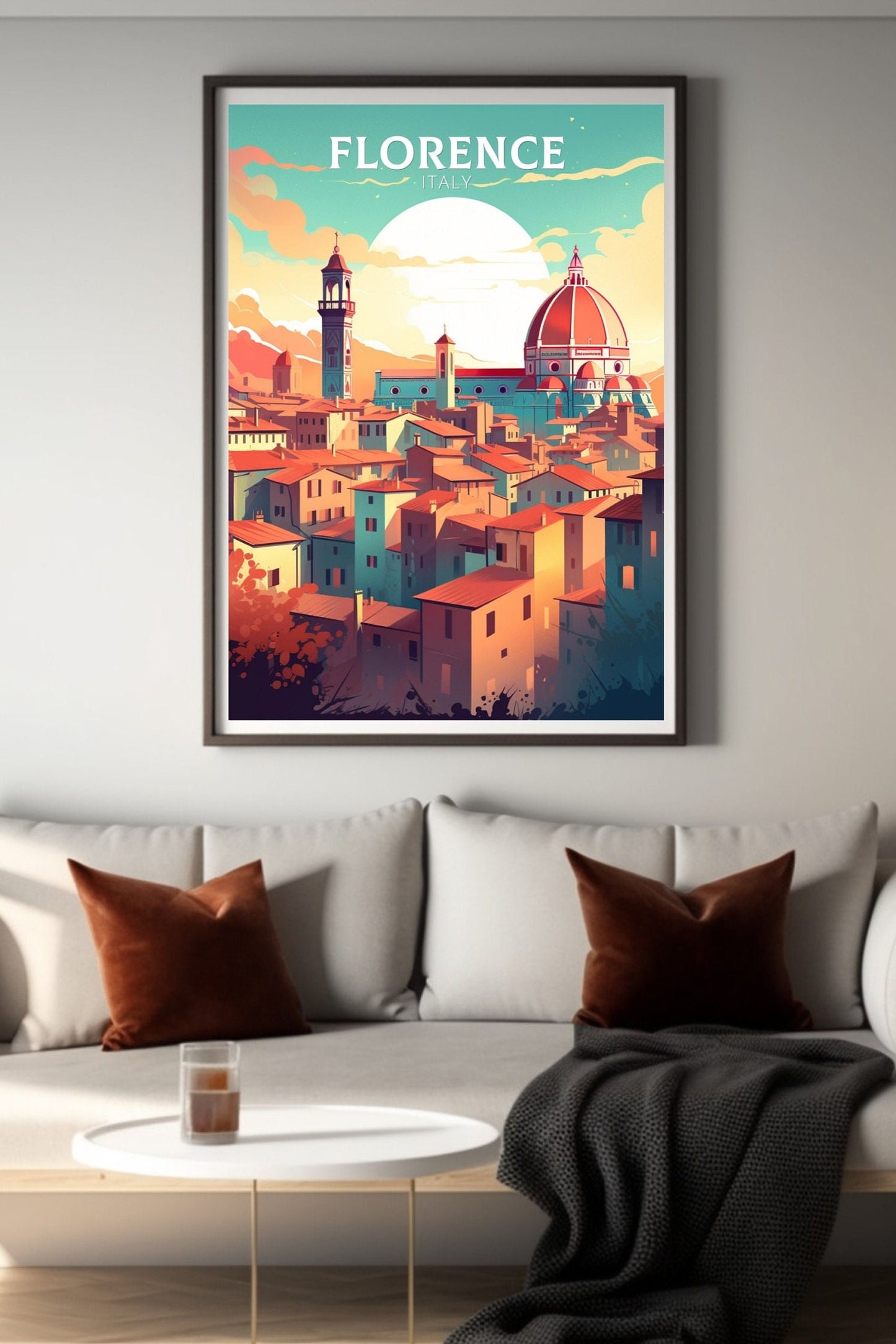 Florence Italy Poster | Florence Città d'Arte | Italia Travel Poster | Florence Illustration | Minimalist Cityscape | Tuscany Print | ID 003