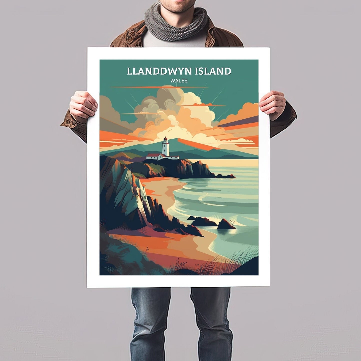 Llanddwyn Island Travel Print | Llanddwyn Island Illustration | Llanddwyn Wall Art | Llanddwyn Print | Wales Print | Wales Poster | ID 034