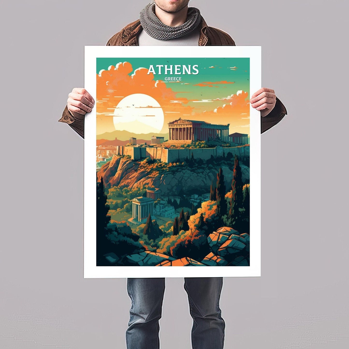 Athens Travel Print | Athens Illustration | Acropolis | Athens Print | Greece Print | Greece Home Decor | Parthenon Poster | ID 055