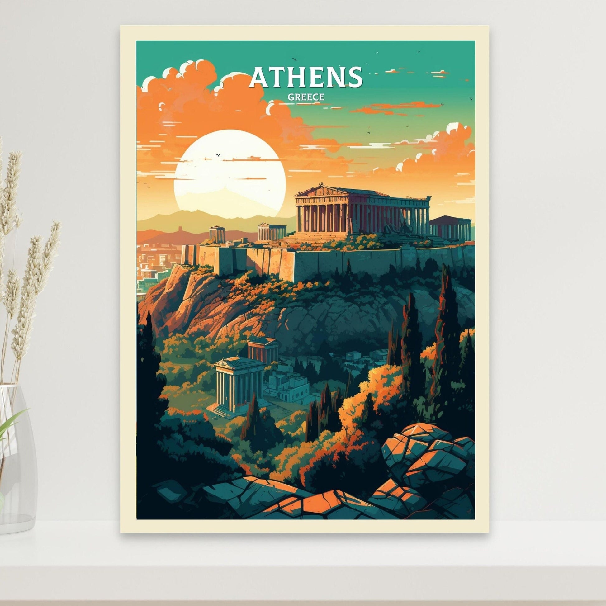 Athens Travel Print | Athens Illustration | Acropolis | Athens Print | Greece Print | Greece Home Decor | Parthenon Poster | ID 055