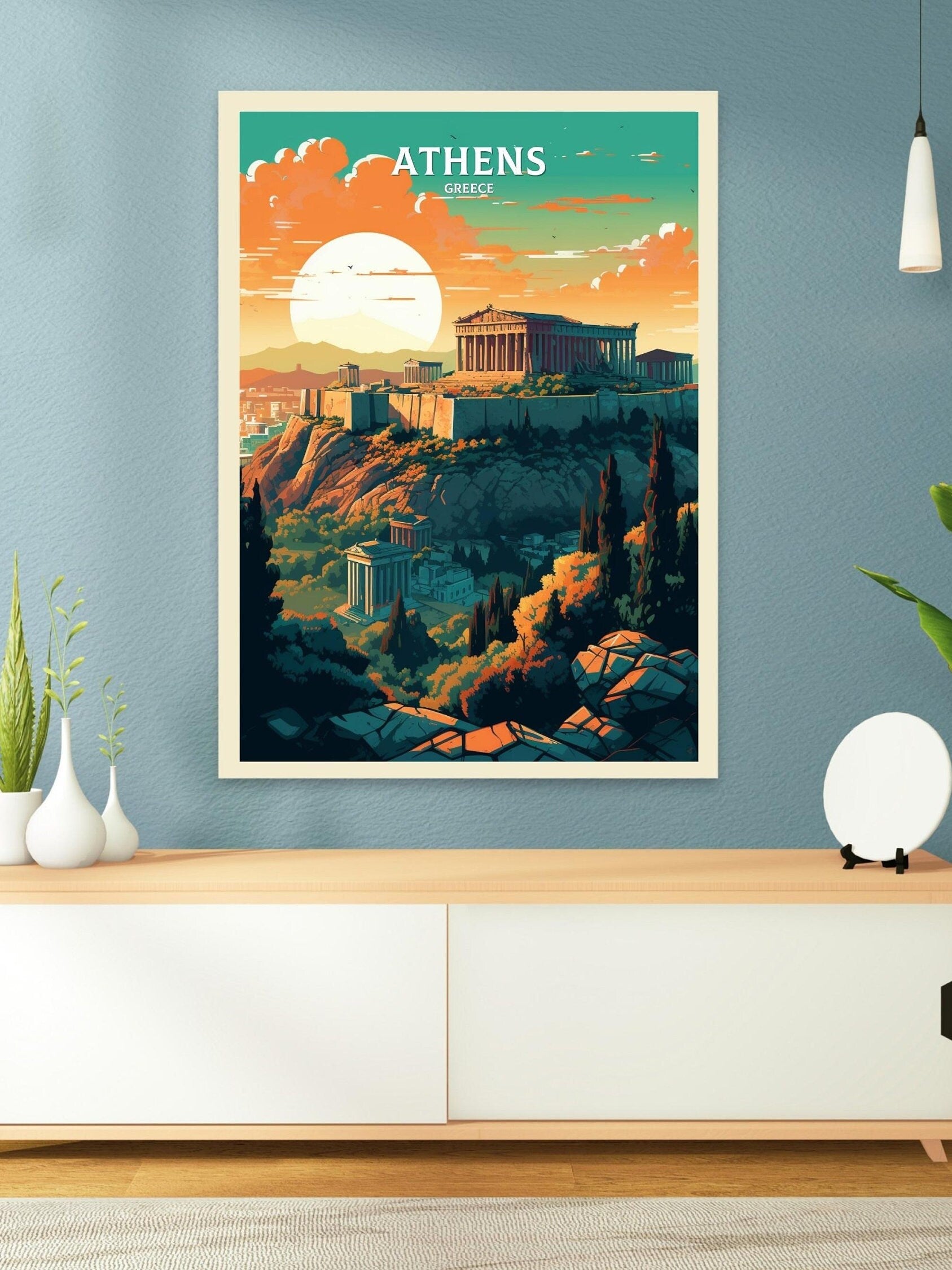 Athens Travel Print | Athens Illustration | Acropolis | Athens Print | Greece Print | Greece Home Decor | Parthenon Poster | ID 055