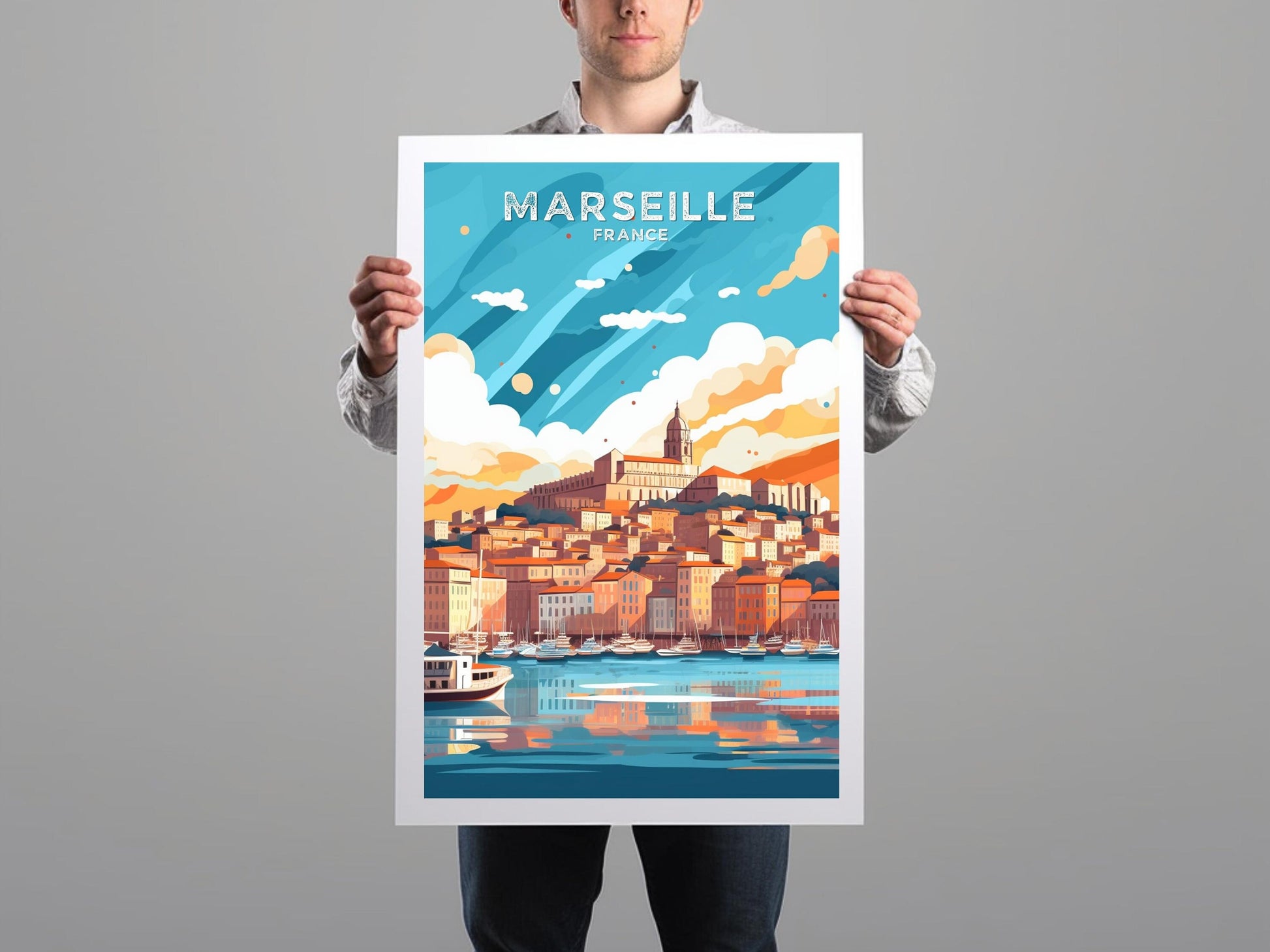 Marseille Travel Print | Marseille Illustration | Marseille Wall Art | France Print | Marseille Home Decor | Marseille Poster | ID 056