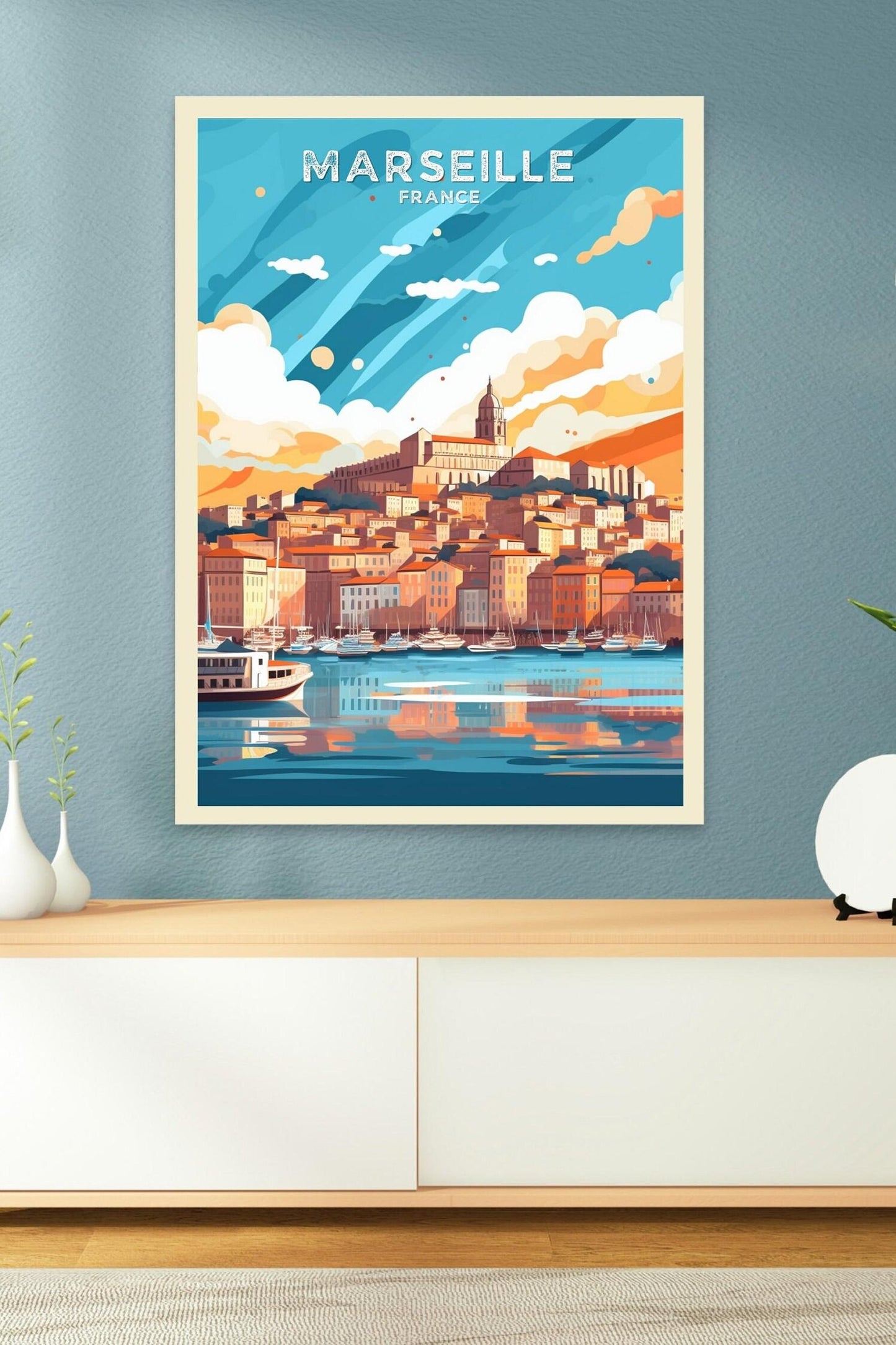 Marseille Travel Print | Marseille Illustration | Marseille Wall Art | France Print | Marseille Home Decor | Marseille Poster | ID 056