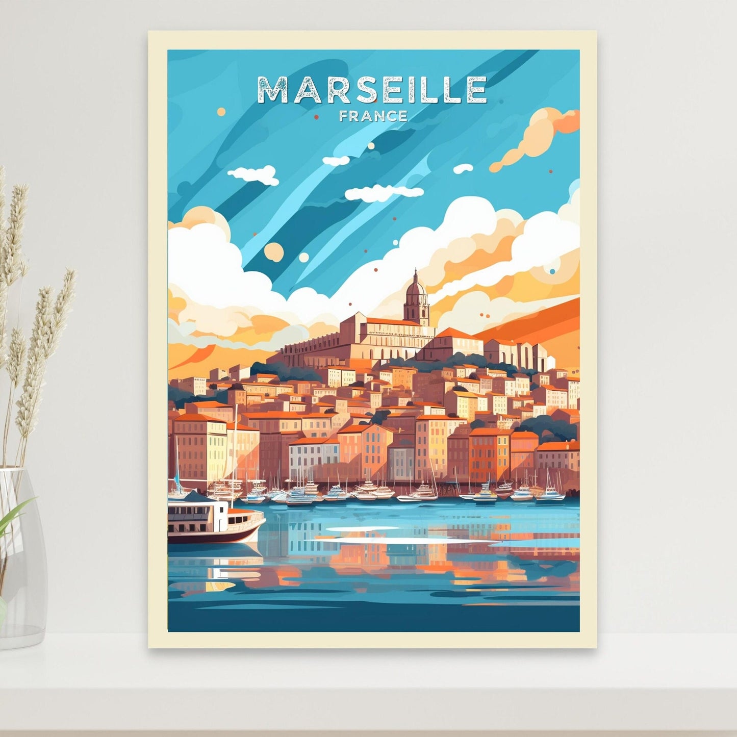 Marseille Travel Print | Marseille Illustration | Marseille Wall Art | France Print | Marseille Home Decor | Marseille Poster | ID 056