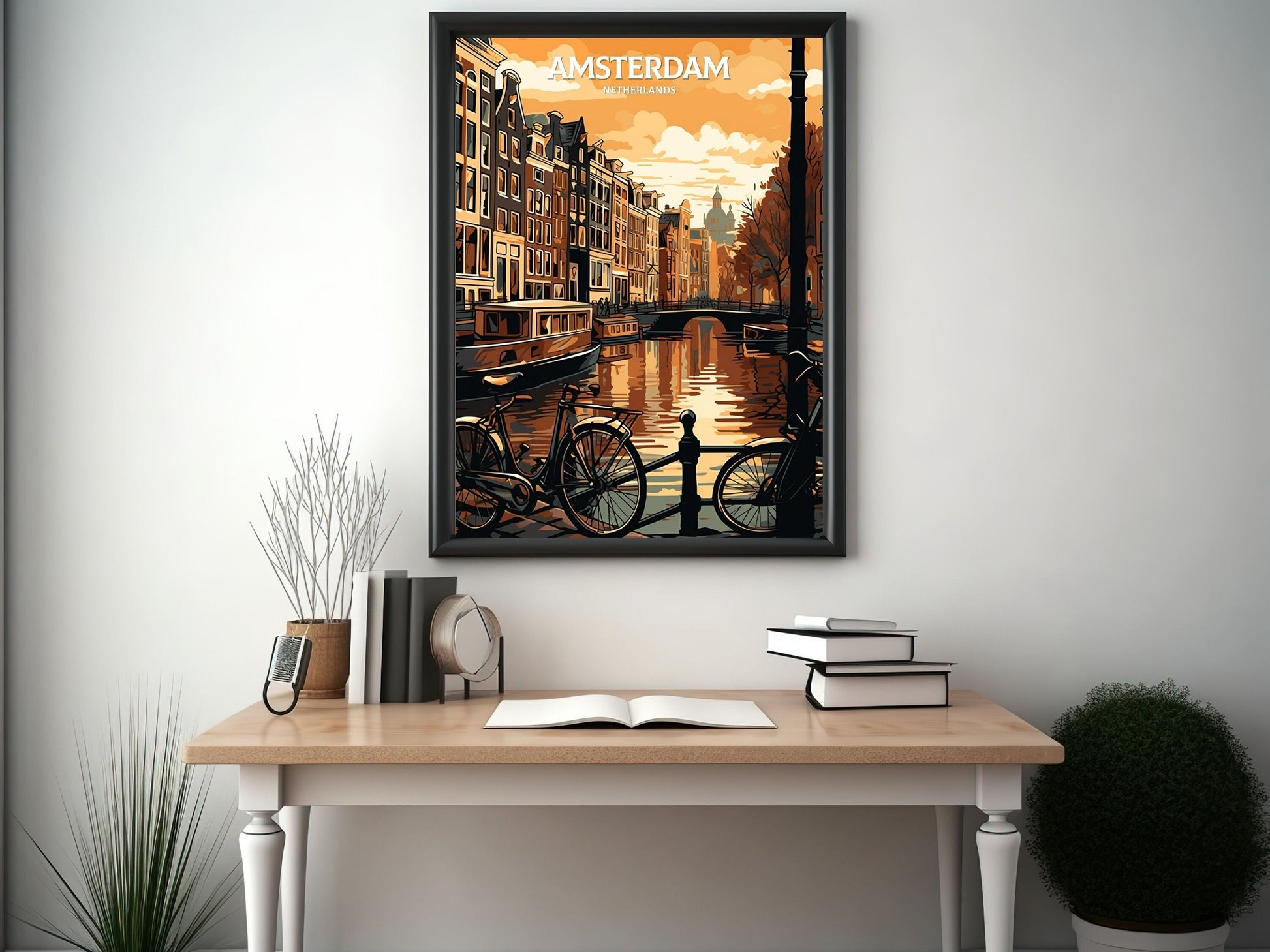 Amsterdam Travel Print | Amsterdam Illustration | Amsterdam Wall Art | Netherlands Print | Amsterdam Home Decor | Amsterdam Poster | ID 059