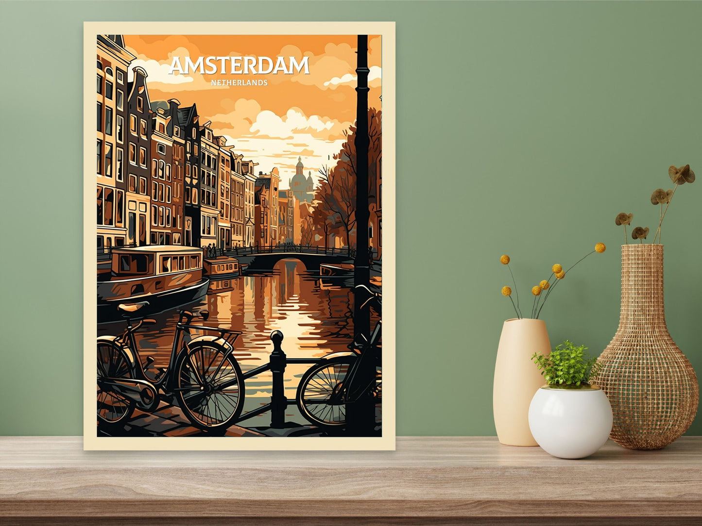 Amsterdam Travel Print | Amsterdam Illustration | Amsterdam Wall Art | Netherlands Print | Amsterdam Home Decor | Amsterdam Poster | ID 059