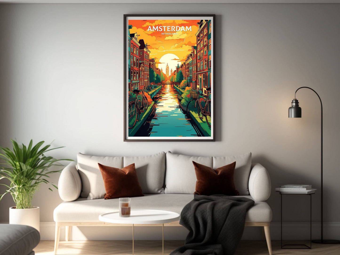 Amsterdam Travel Print | Amsterdam Illustration | Amsterdam Wall Art | Netherlands Print | Amsterdam Home Decor | Amsterdam Poster | ID 060