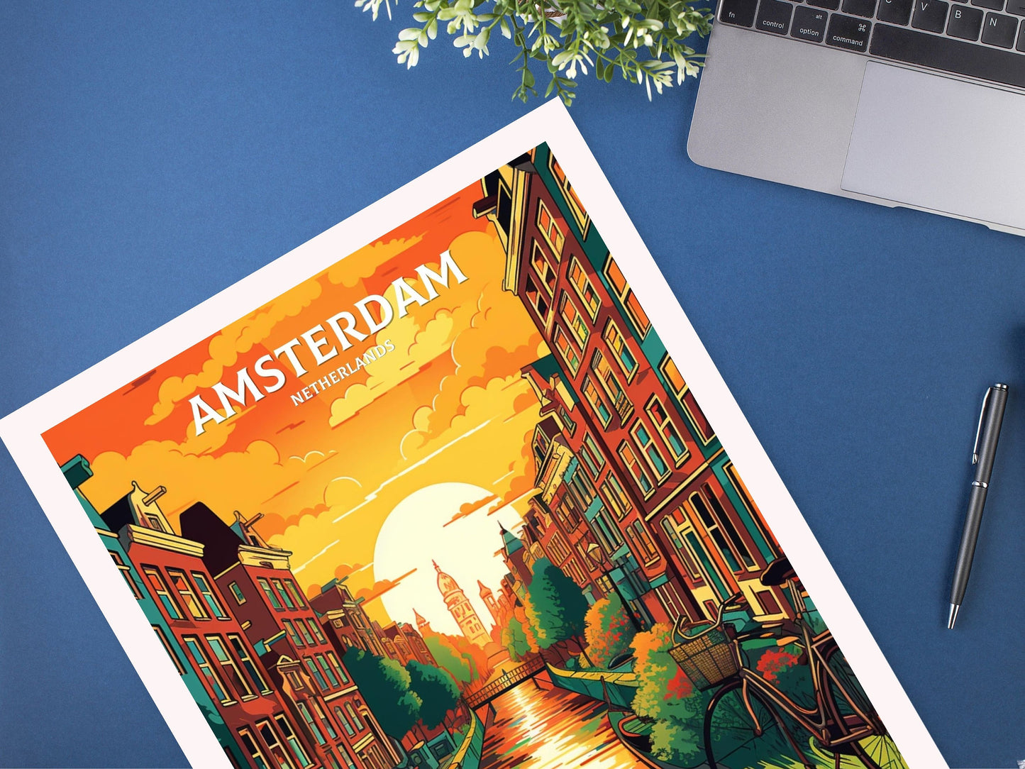 Amsterdam Travel Print | Amsterdam Illustration | Amsterdam Wall Art | Netherlands Print | Amsterdam Home Decor | Amsterdam Poster | ID 060