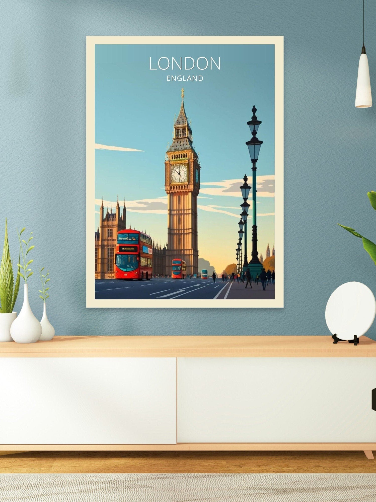 London Travel Print | London Illustration | London Wall Art | London Big Ben | London Print | London Home Decor | London Poster | ID 005